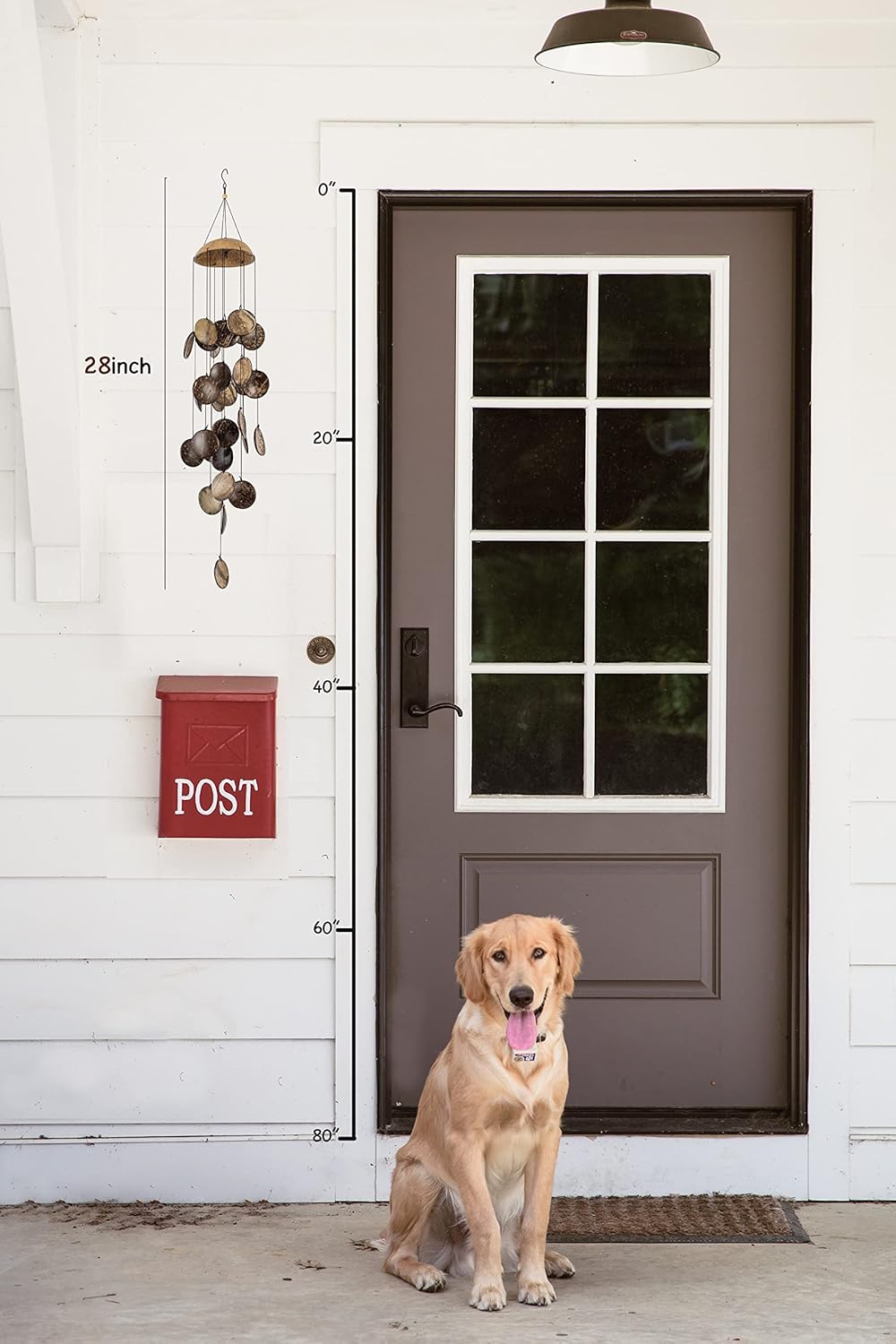 Coconut Shell Wind Chimes Outdoor, Handmade Wooden Wind Chimes Bamboo for Outside, Half Coconut Wood Top, Low Deep Tone Wooden Chimes Outdoor Indoor Home Décor 29 inch - Image 5