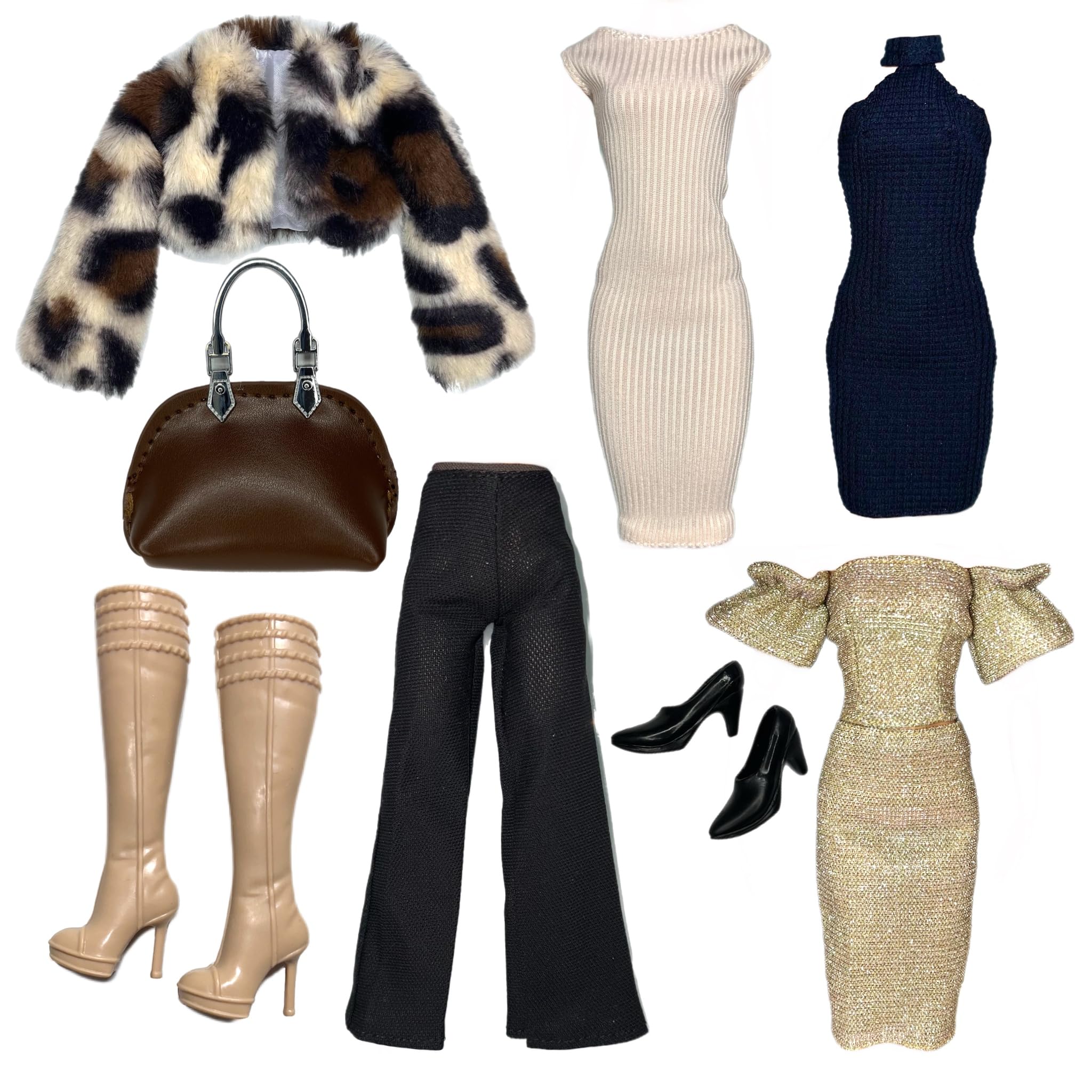 eledoll CLOTHES Fashion Pack Boss Lady Beige Fur Coat Set New-picture-33