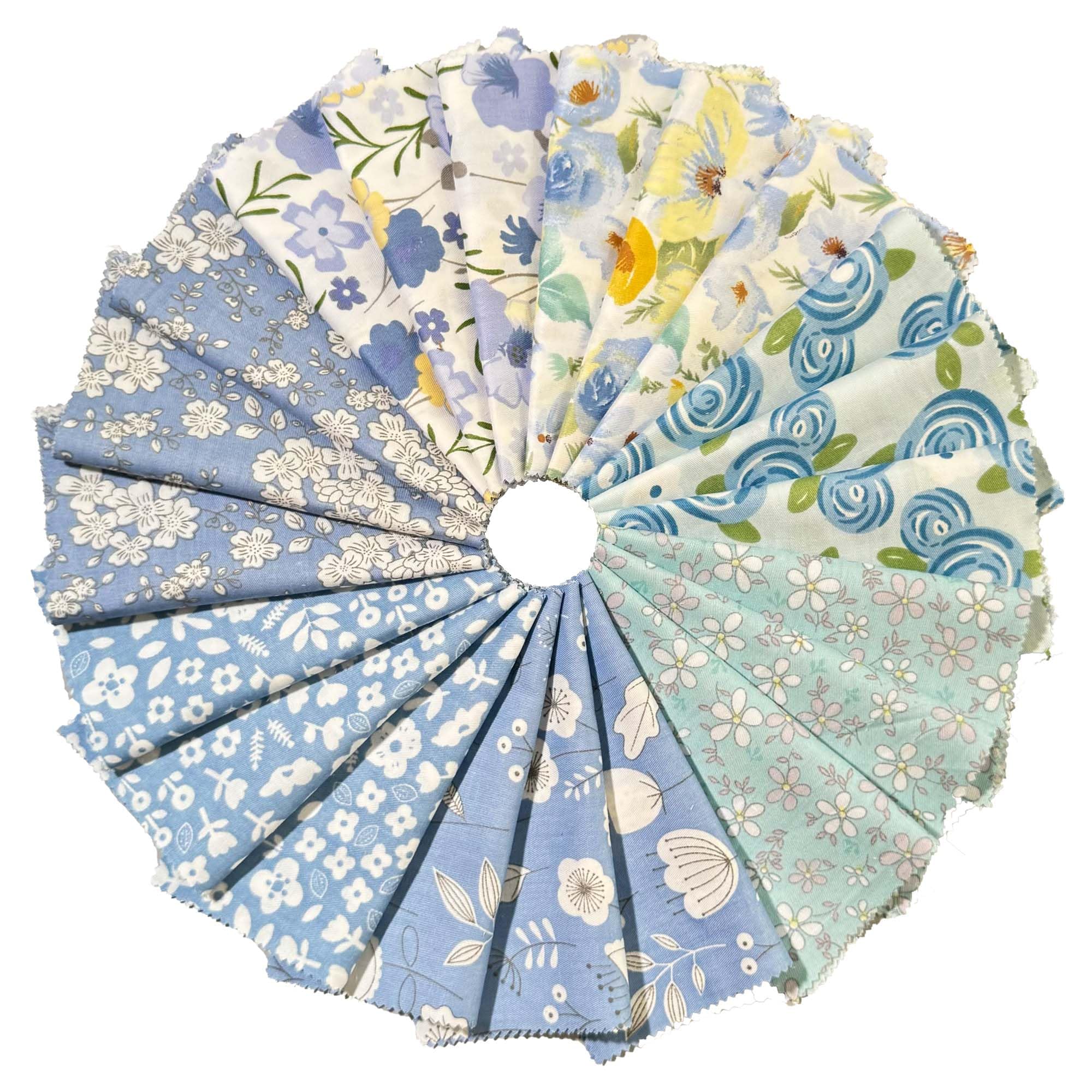 Blue Floral Print Cotton Charm Pack,5 inch Precut Quilting Fabric Square Bundle,5" Quilt Charm Squares for Quilting, Sewing Project, DIY Crafts 42p …