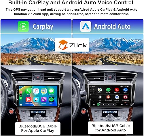 Miniatura 4 de 2G+64G para Nissan Sentra 2013-2017 Radio Android 13 Estéreo de coche con Apple CarPlay Android Auto Mirror Link Bluetooth 10.1 pulgadas HD pantalla