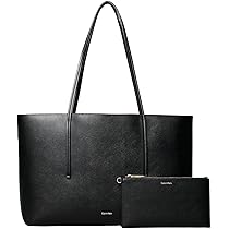 Calvin Klein Donna Borsa Tote Bag Foil Logo con Custodia Estraibile, Nero (Black, Toasted Coconut), Taglia Unica