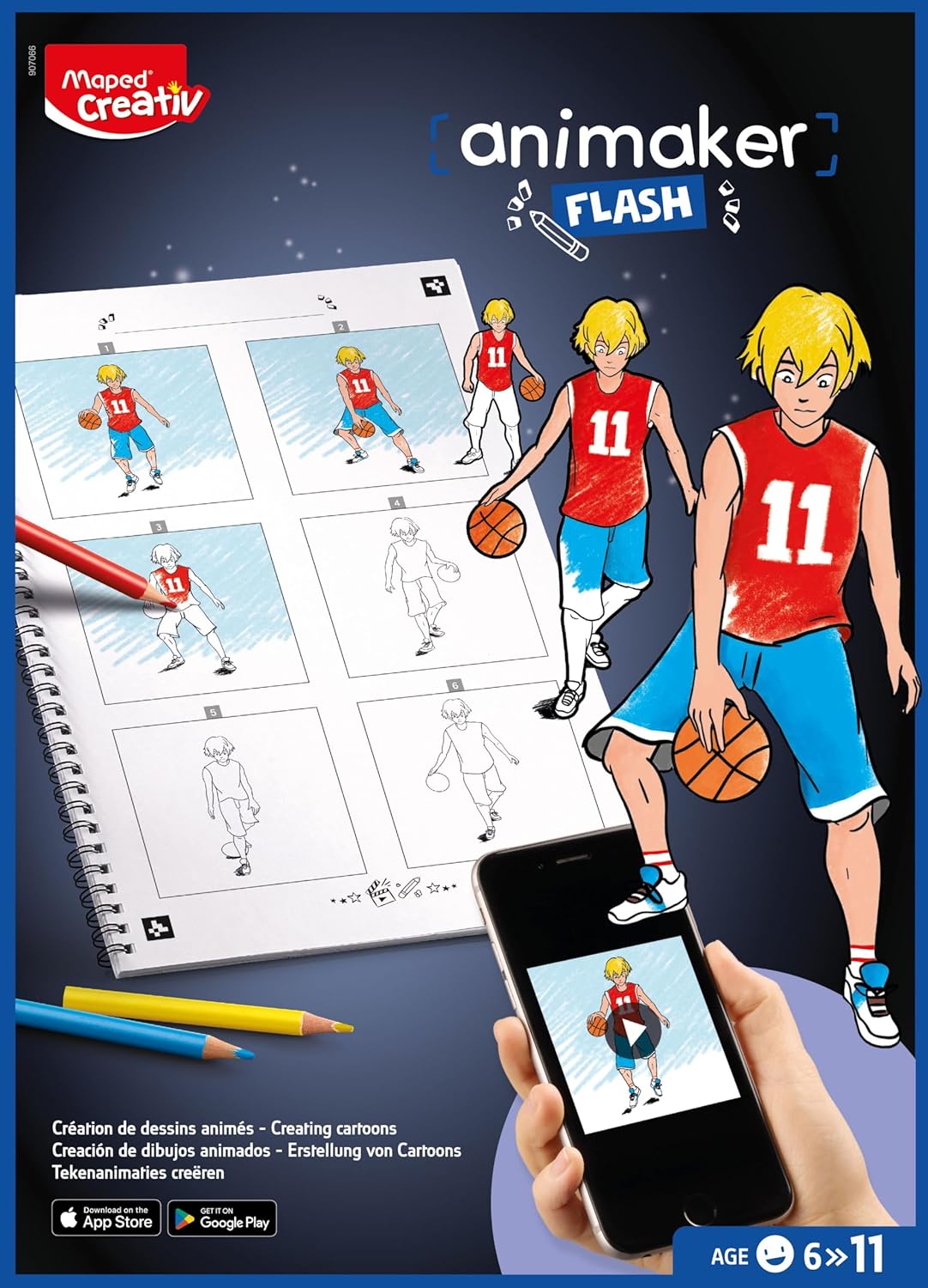 Maped Creativ Animaker Flash Action Cartoon Creation Complete Set with Colouring Book + Pencils and Supplies Instructions and Animaker App Access for Ages 6 and Above