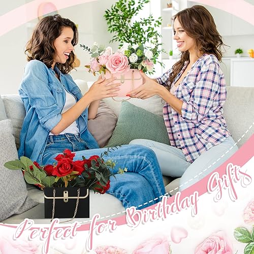 Miniatura 4 de Lincia 12 bolsas de regalo de flores de papel, bolsas de ramo con asa, bolsas de flores para ramos de flores, bolsas rectangulares de regalo, bolsa