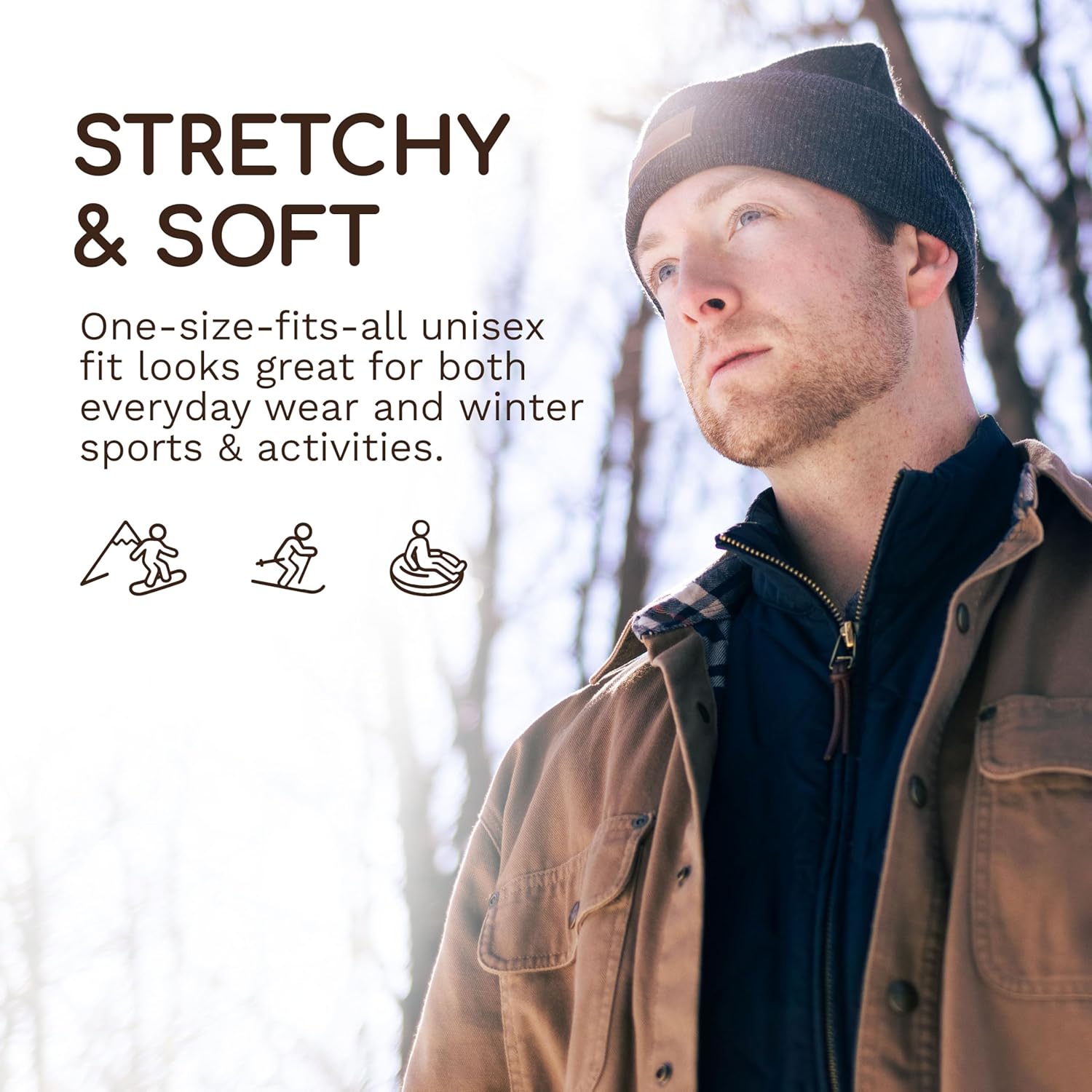 60% Merino Wool Blend Super Soft Cuffed Beanie for Men and Women, Sustainable and Lightweight Beanie Hat