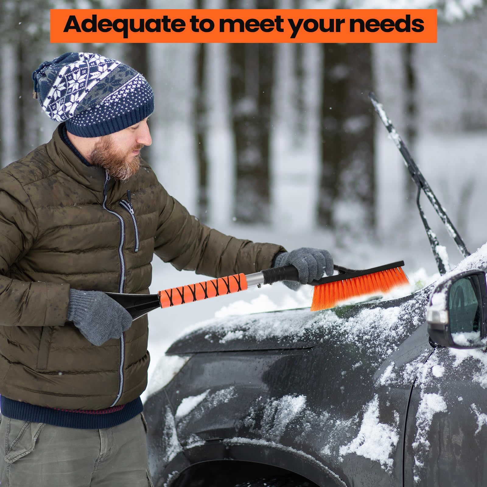 Yahenda 6 raspadores de hielo y cepillo de 27 pulgadas para coche, cepillo de nieve desmontable y raspador de hielo para coche con agarre de espuma para parabrisas, SUV, camión, automóvil y vehículo