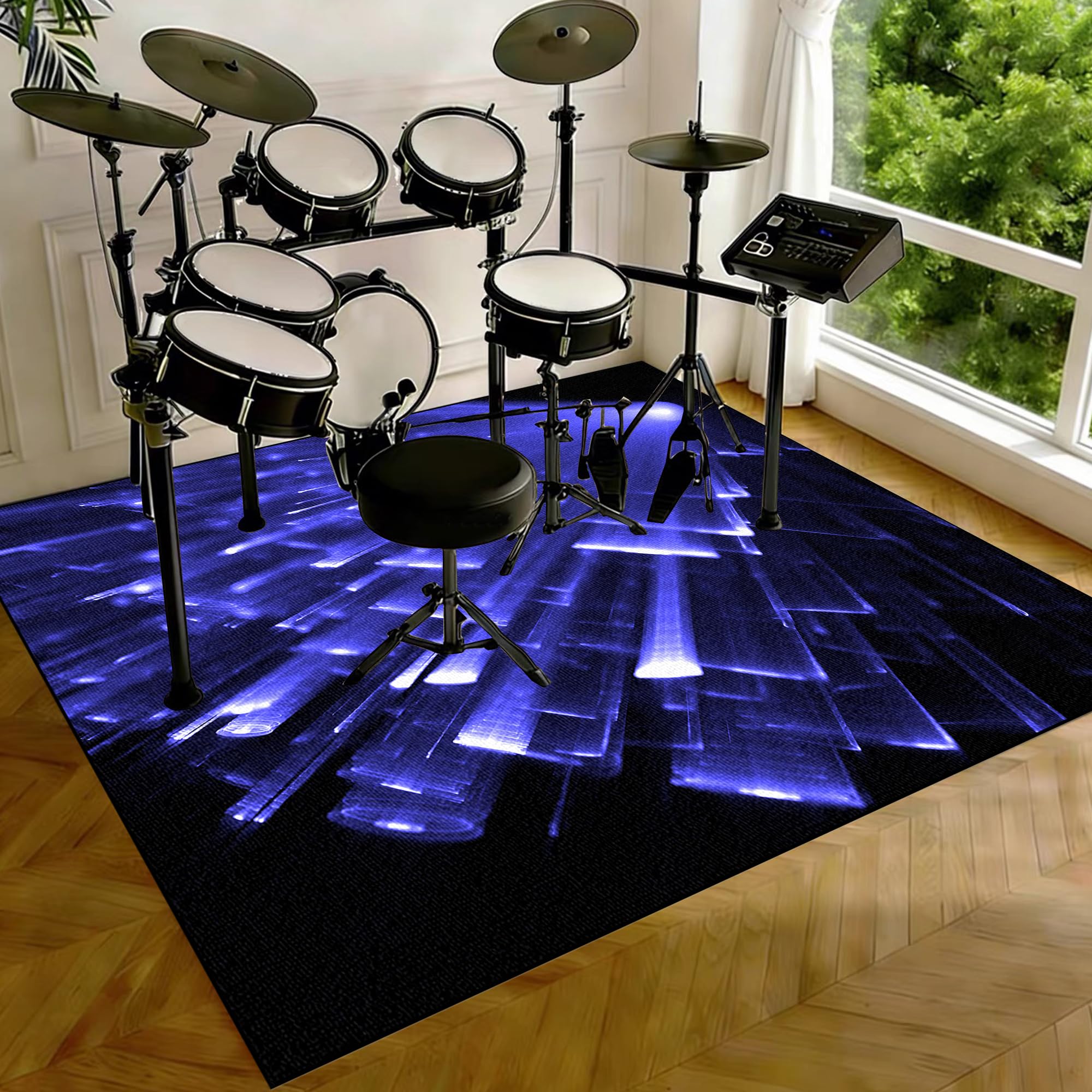 Schlagzeugteppich Drum Teppich Schallschutz Akustik Teppich Schallschutzmatte Drum Rug Drum Matte 150 x 120 cm Drumteppich Klavierteppich rutschfeste Trommel Teppiche Schlagzeug Teppich
