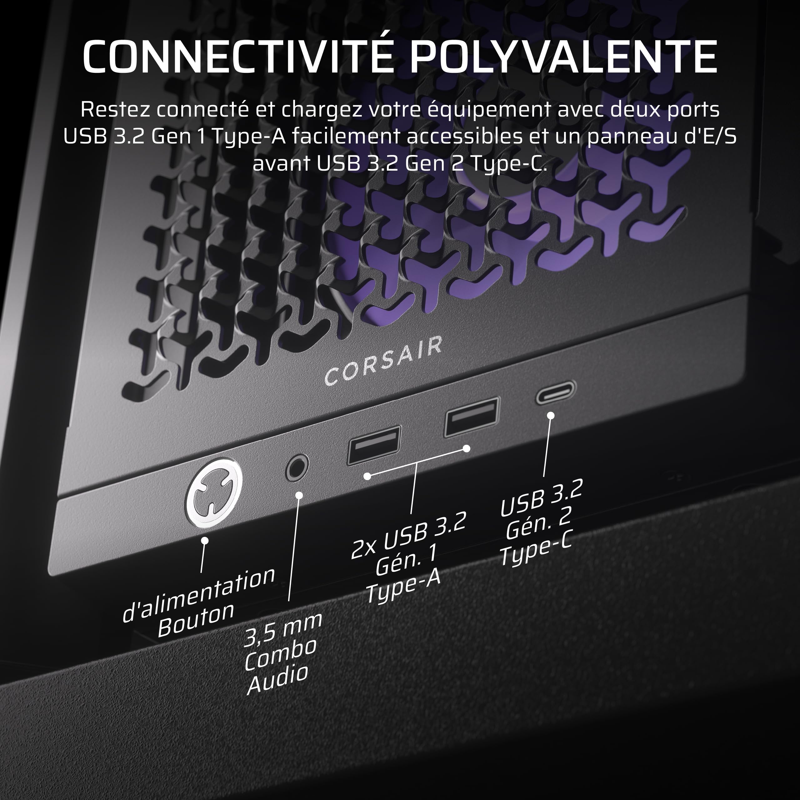 CORSAIR Frame 4000D RS ARGB Boîtier Modulaire ATX de Taille Moyenne – Noir | Débit d'air Élevé, 3x Ventilateurs RS ARGB Préinstallés, ASUS BTF, MSI Project Zero, Gigabyte Project Stealth