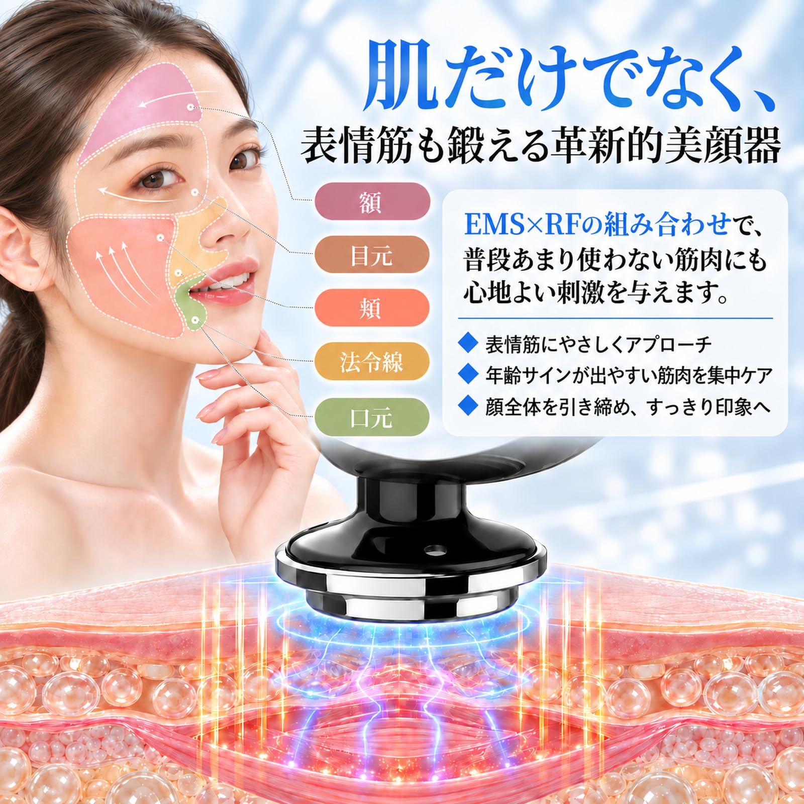 Amazon.co.jp: SONCCI 美顔器 EMS RF ラジオ波 イオン導入 毛穴ケア