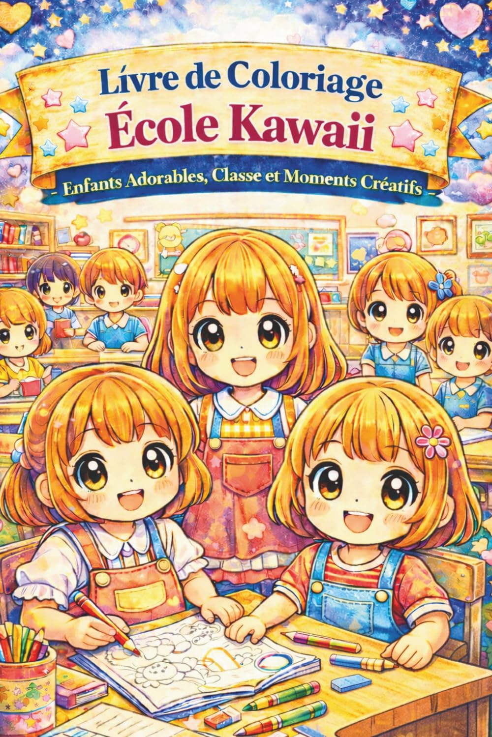 Livre de Coloriage École Kawaii – Enfants Adorables, Classe et Moments Créatifs | 83 Dessins à Colorier pour Enfants et Seniors: Personnages mignons ... d’école et d’apprentissage sur 169 pages
