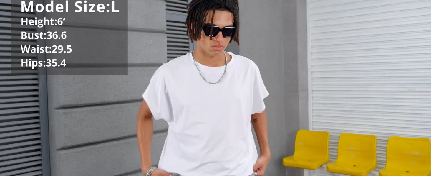 GORGLITTER Men's Cap Sleeve Cropped Tee Top Unisex Crew Neck