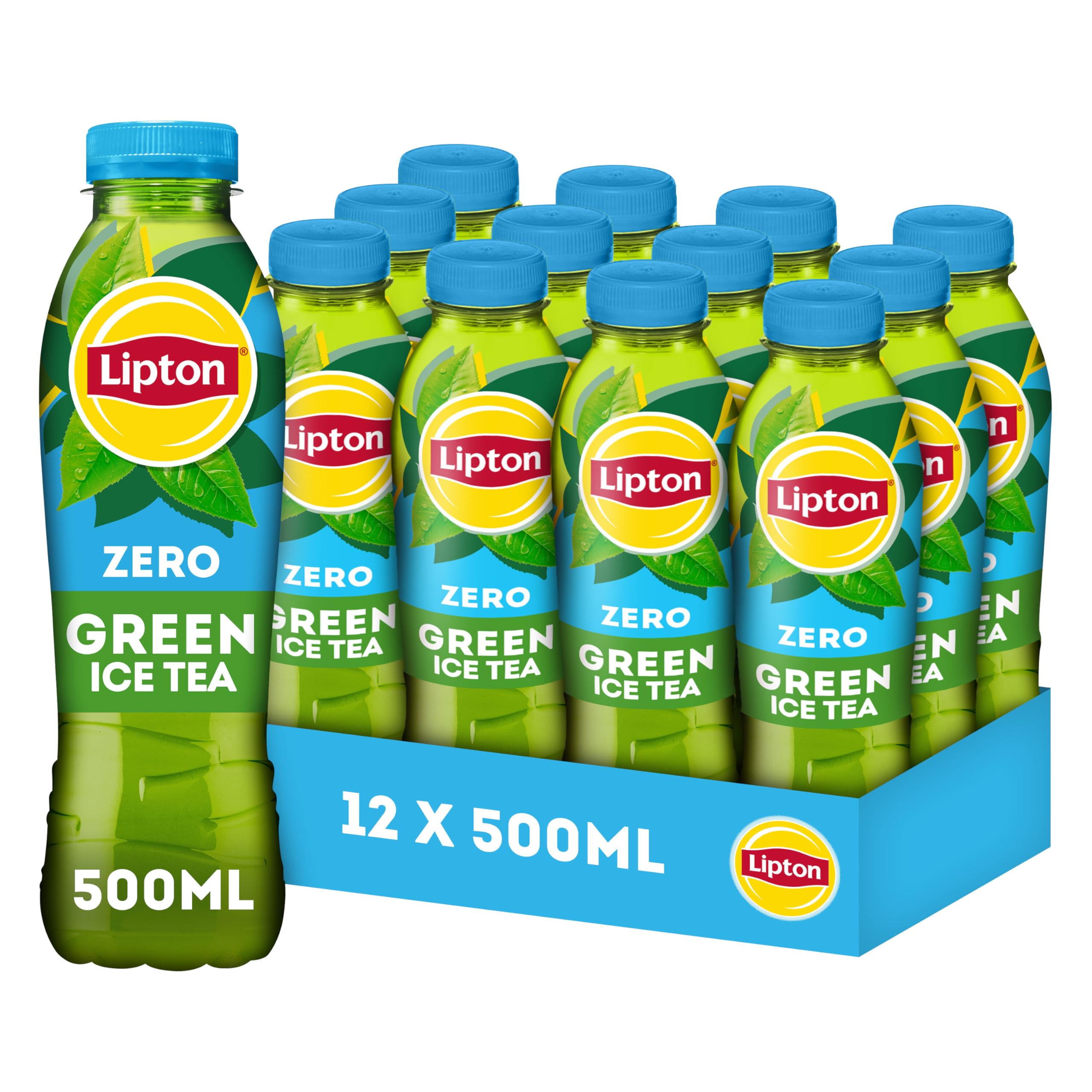 Lipton Zero Sugar Ice Tea Green, een heerlijk verfrissende ijsthee - 12 x 500 ml - Voordeelverpakking