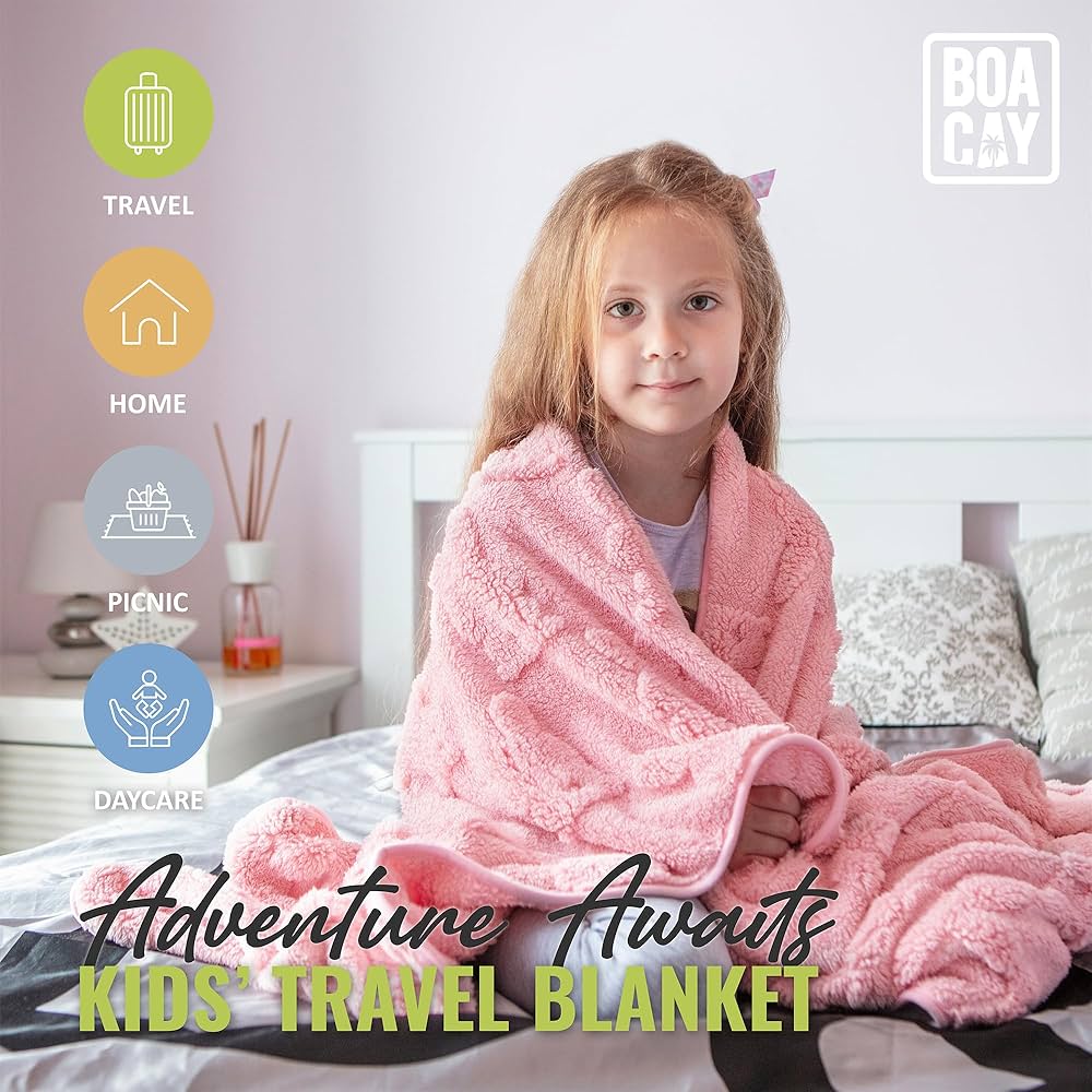 Travel Essentials BOACAY Soft Warm And Car - Essential For Long Flights For Women, Men, Kids - Compact Pillow With Luggage Sleeve And Backpack Clip Travel Blanket For Airplane