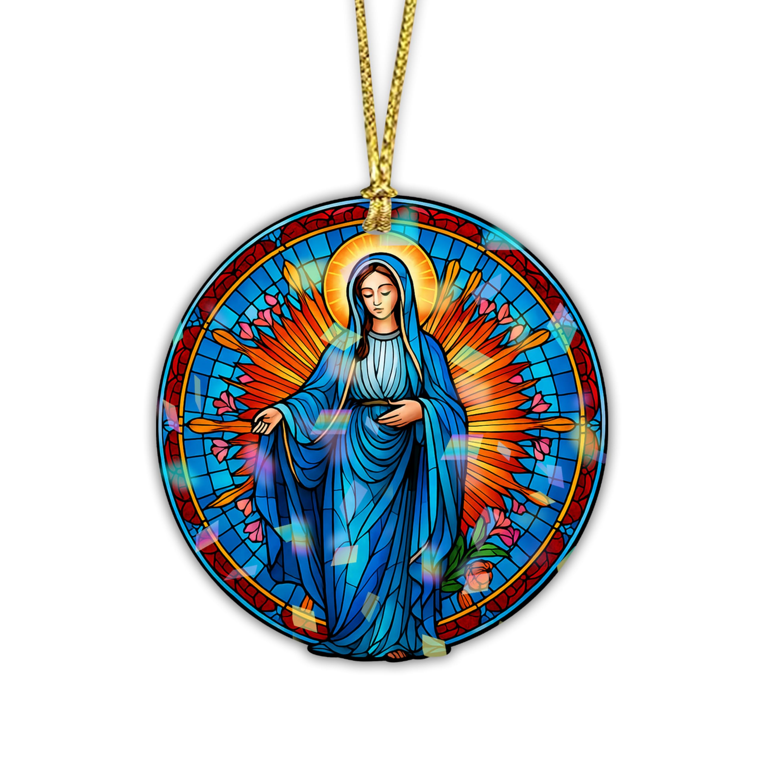 Décoration de Noël holographique Vierge Marie pour fenêtre lumineuse
