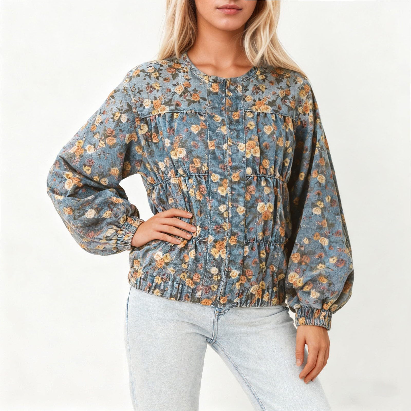 Genérico Chaqueta Vaquera Mujer Oversize - Sudaderas con Capucha De Talla Grande para Mujer Blusa Informal con Botones De Manga Larga Y CordóN Top CláSico Holgado con Abrigo con Bolsillos
