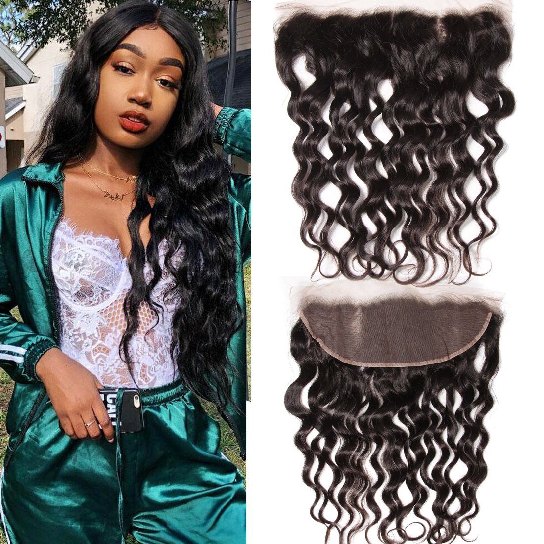 KLAIYIHair Brazilian Natural Wave 13X4 Free Part Lace Frontal Unprocessed 100% Human Hair Extensions Natural Color(20inch, Frontal)