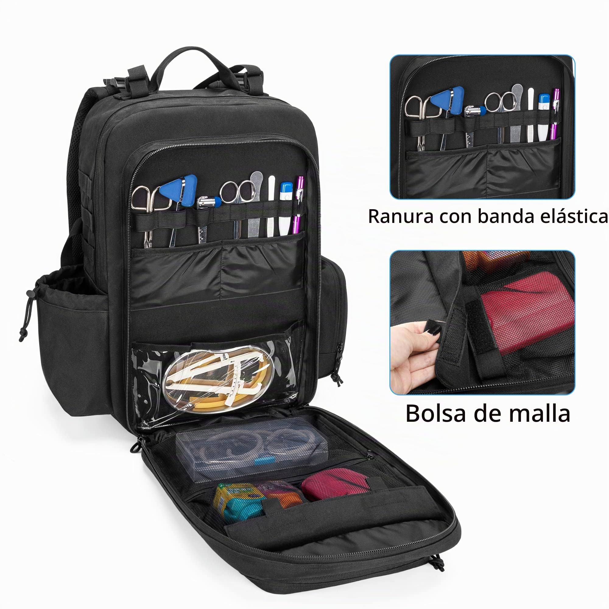 Damero Mochila Táctica Médica, Bolsa de Suministros Médicos Mochila de Primeros Auxilios con Correa en Y Superior para Caminar