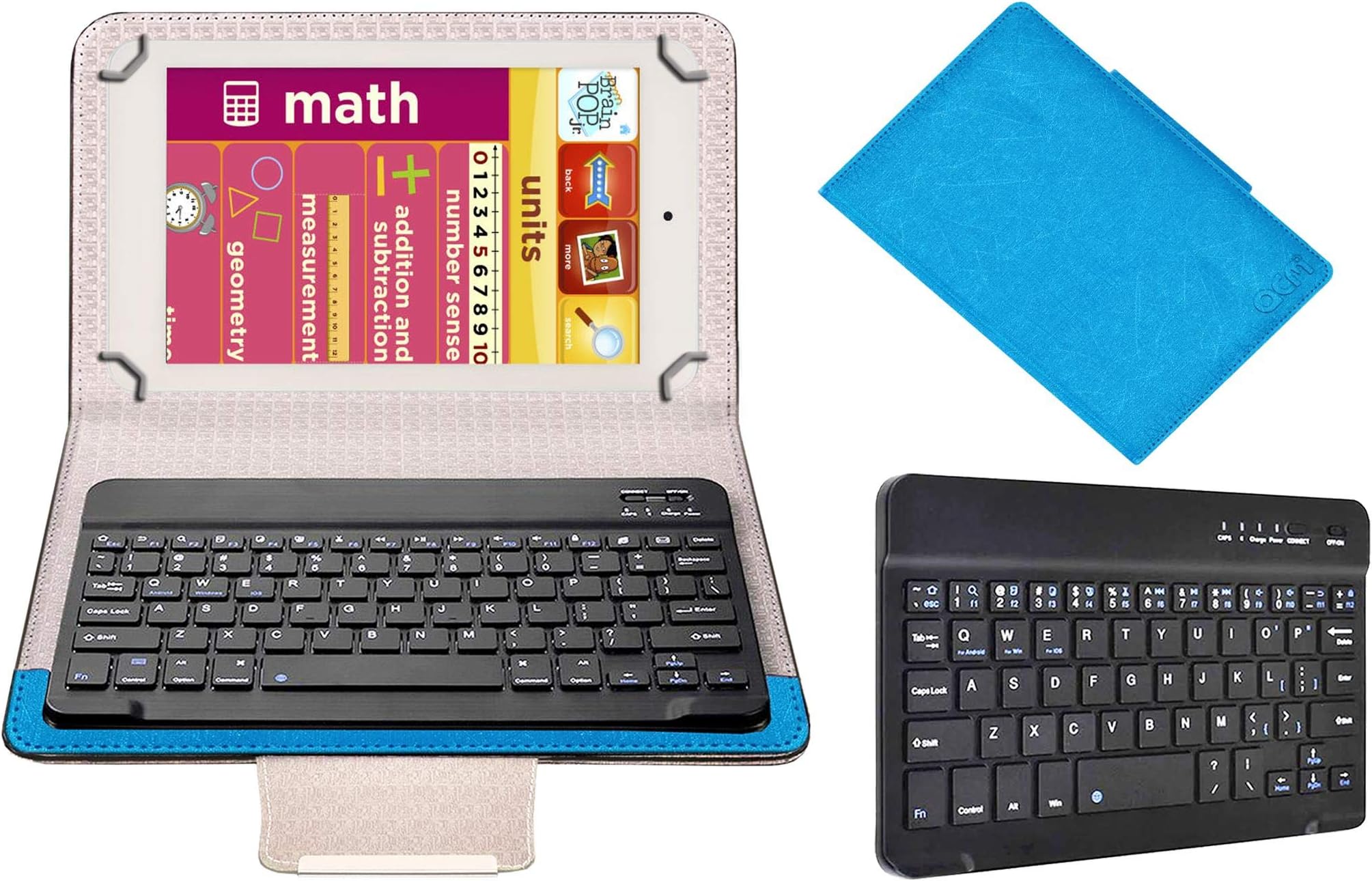 Acm Bluetooth Keyboard Case Compatible with Eddy Kids Learning Tab Tablet Flip Cover Stand Study Gaming Blue