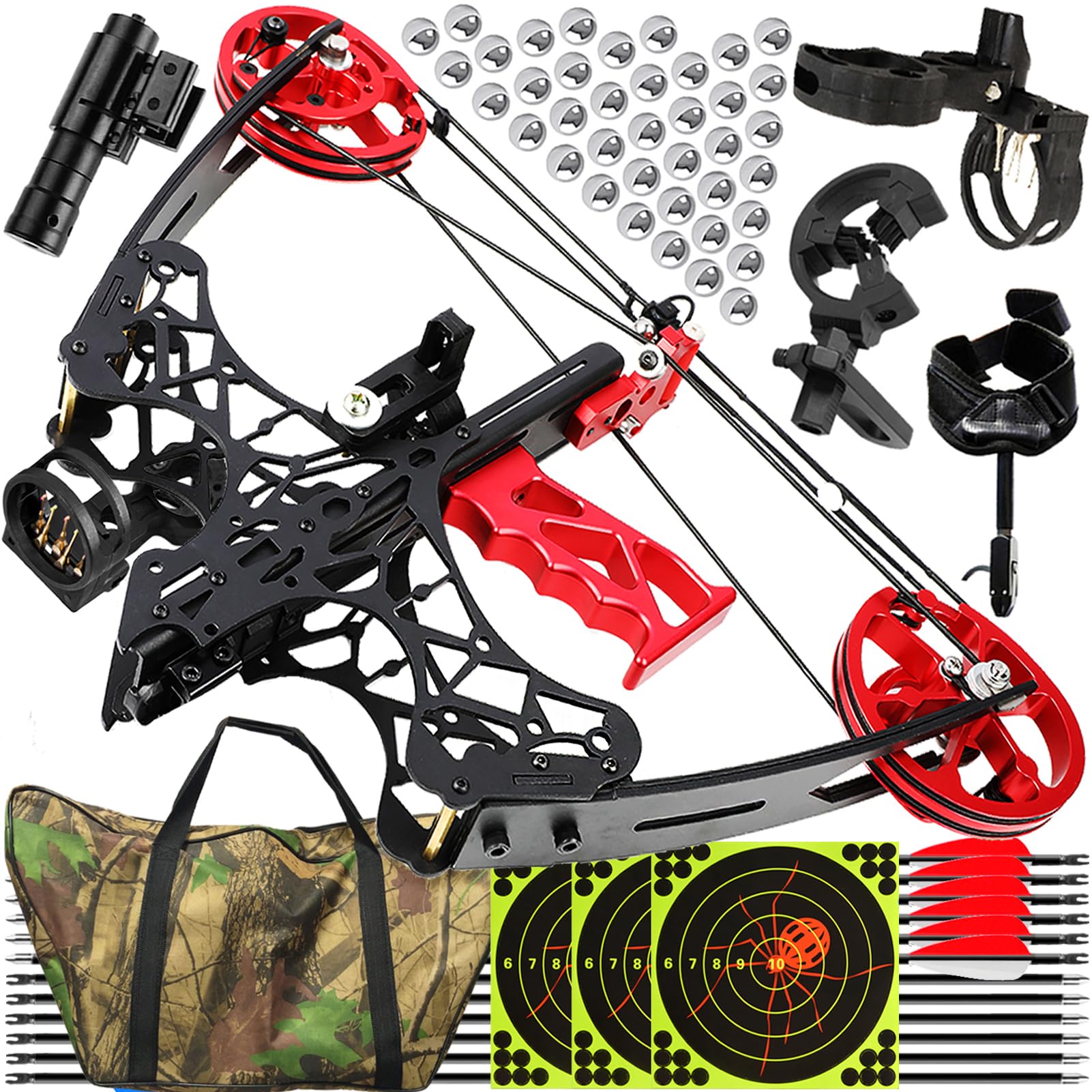 Kit Arc à Poulies Mini Arc Compound 45 lbs Tir à l'arc Chasse Droitier Gaucher