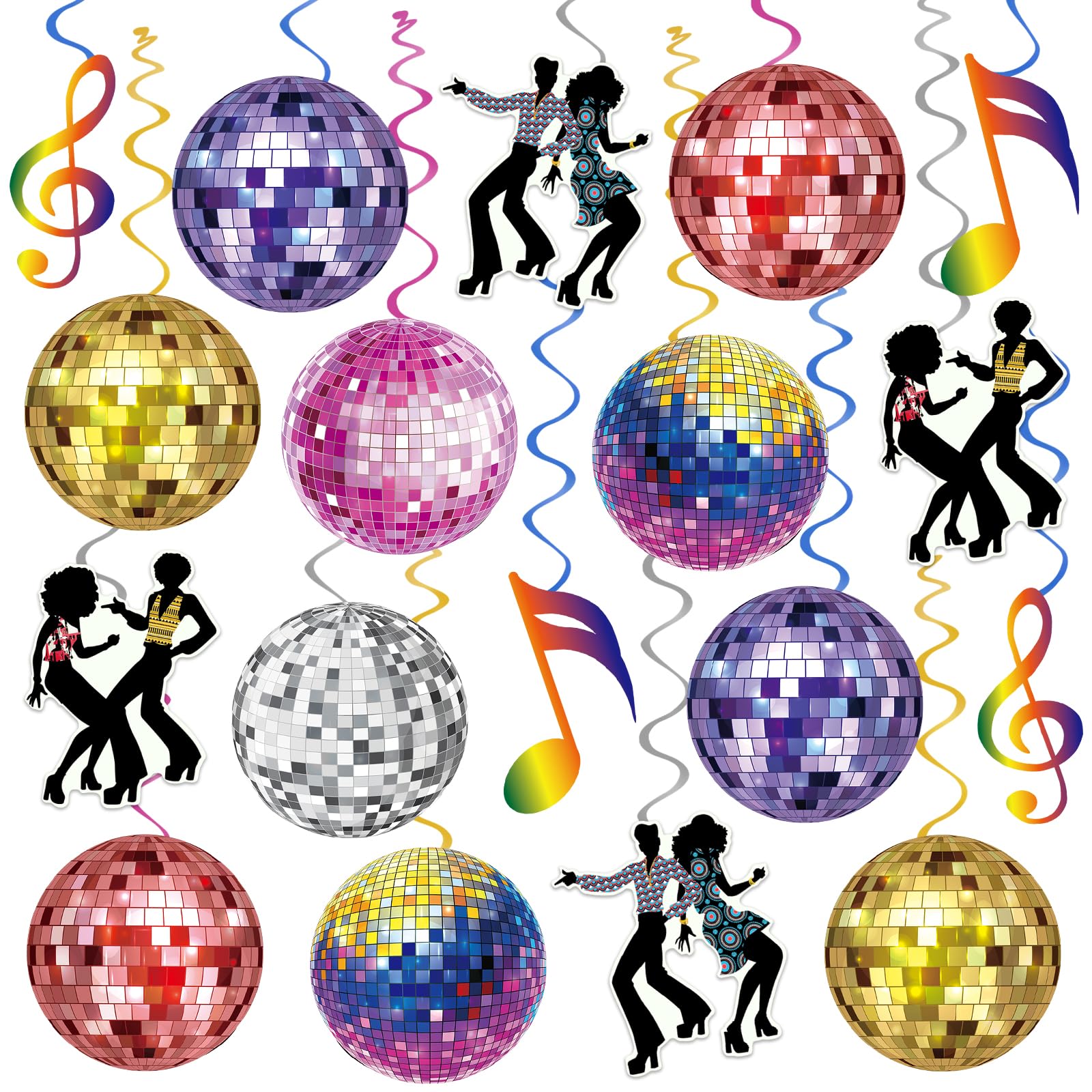 40Pcs Disco Party Hanging Swirl Decorations Disco Ball Hanging Swirls Disco Party Decorations 70s Party Hanging Swirls Ceiling Decor for Disco Themed 1970s Birthday Party Favors Supplies