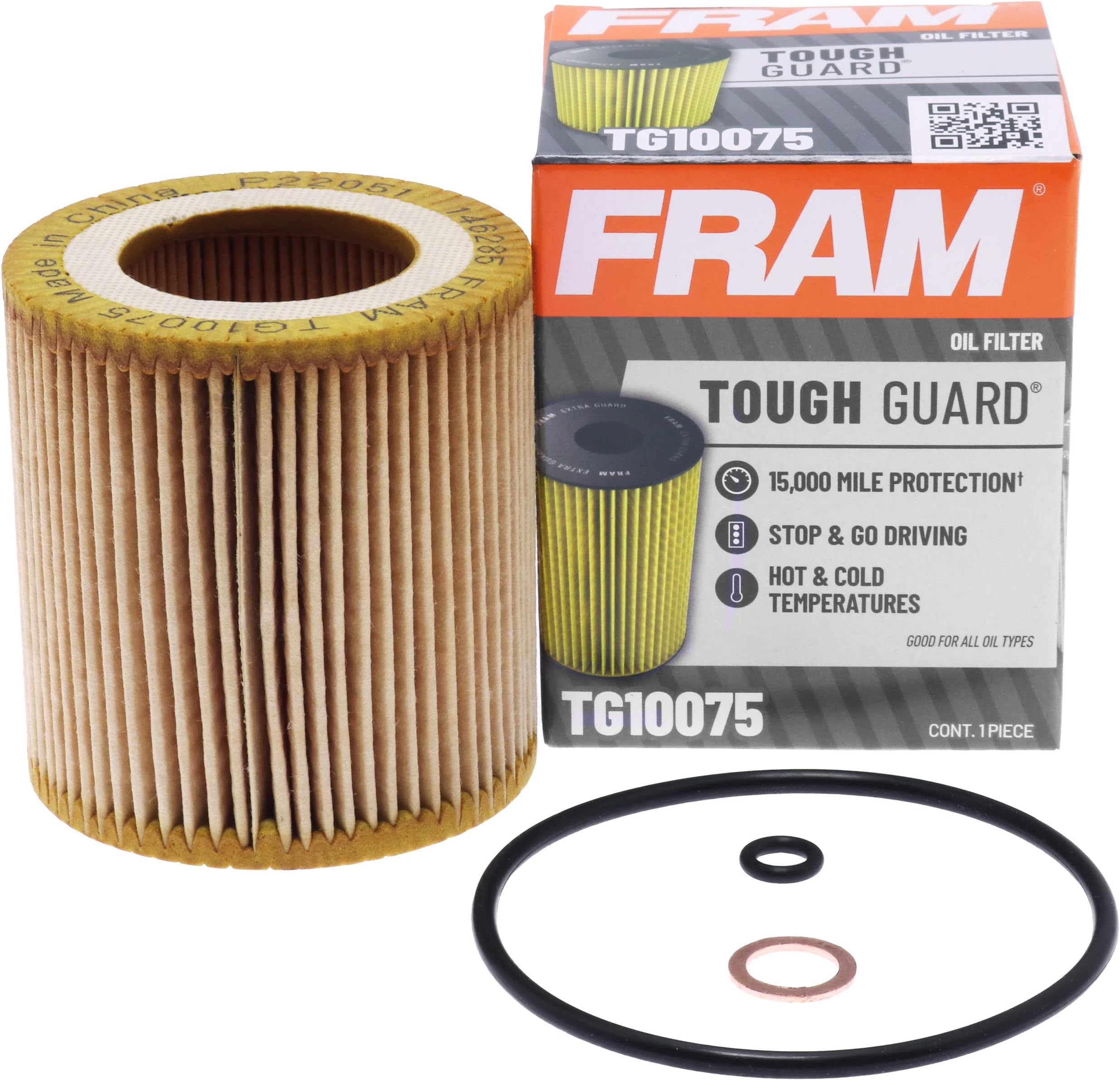 Tough Guard Replacement Oil Filter TG10075 with SureGrip, Designed for Interval Full-Flow Conventional and Synthetic Oil Changes Lasting Up to 15K Miles (Pack of 1)