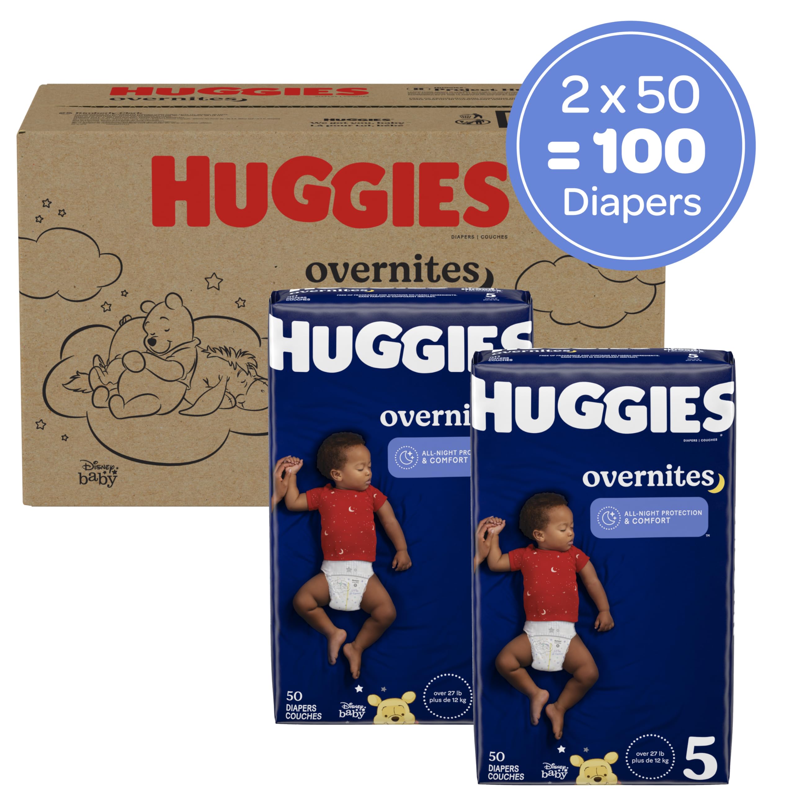 Huggies Overnites Nighttime Baby Diapers, Size 5, 100 Ct - 3