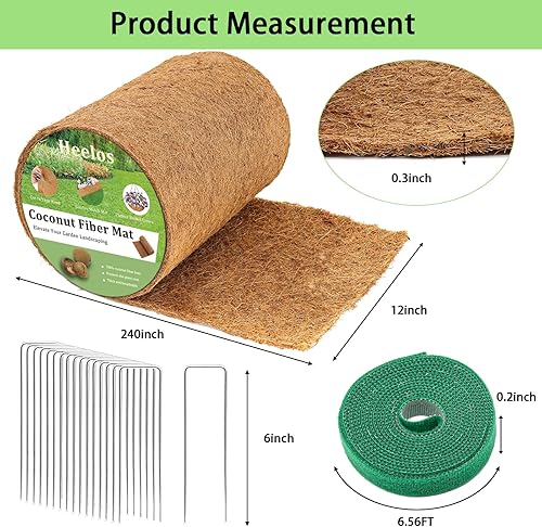 Miniatura 2 de Rollo grueso de fibra de coco, 240 x 12 pulgadas, revestimientos de coco natural para macetero, cesta de flores, hojas de fibra de coco, alfombra de