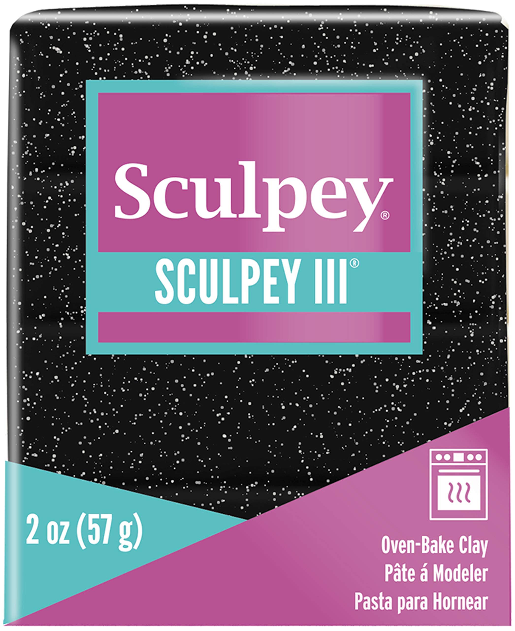Sculpey III Polymer Clay 2oz-Black Glitter