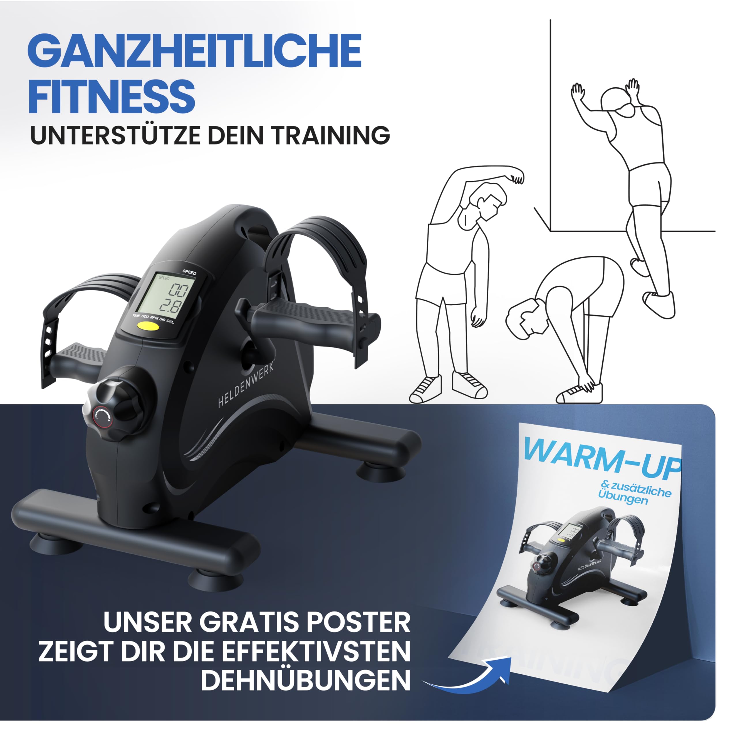 HELDENWERK Pedaltrainer Basic Set TÜV/GS geprüft Arm- und Beintrainer für Zuhause Senioren Pedal-Trainer