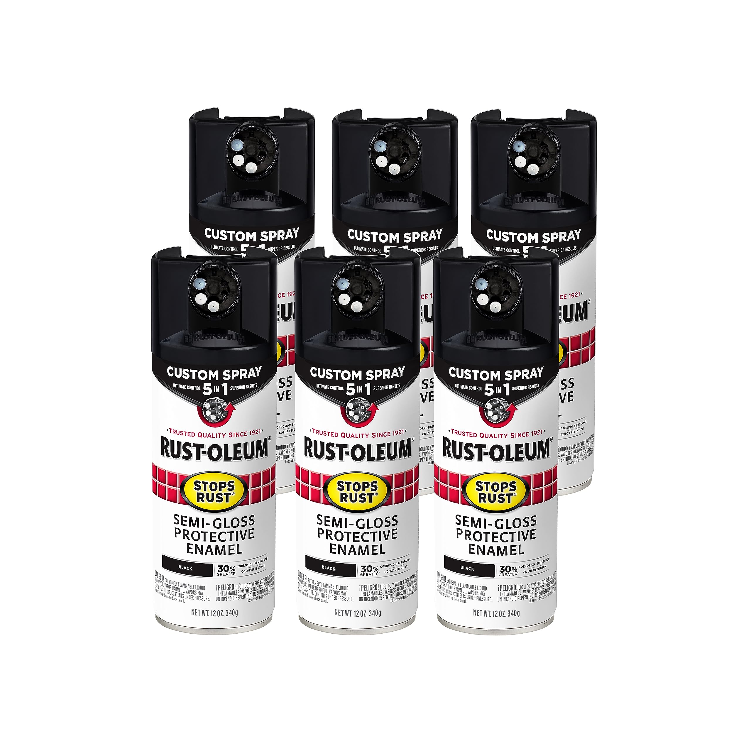 Rust-Oleum Stops Rust Custom 5-in-1 Spray Paint, Semi-Gloss Black