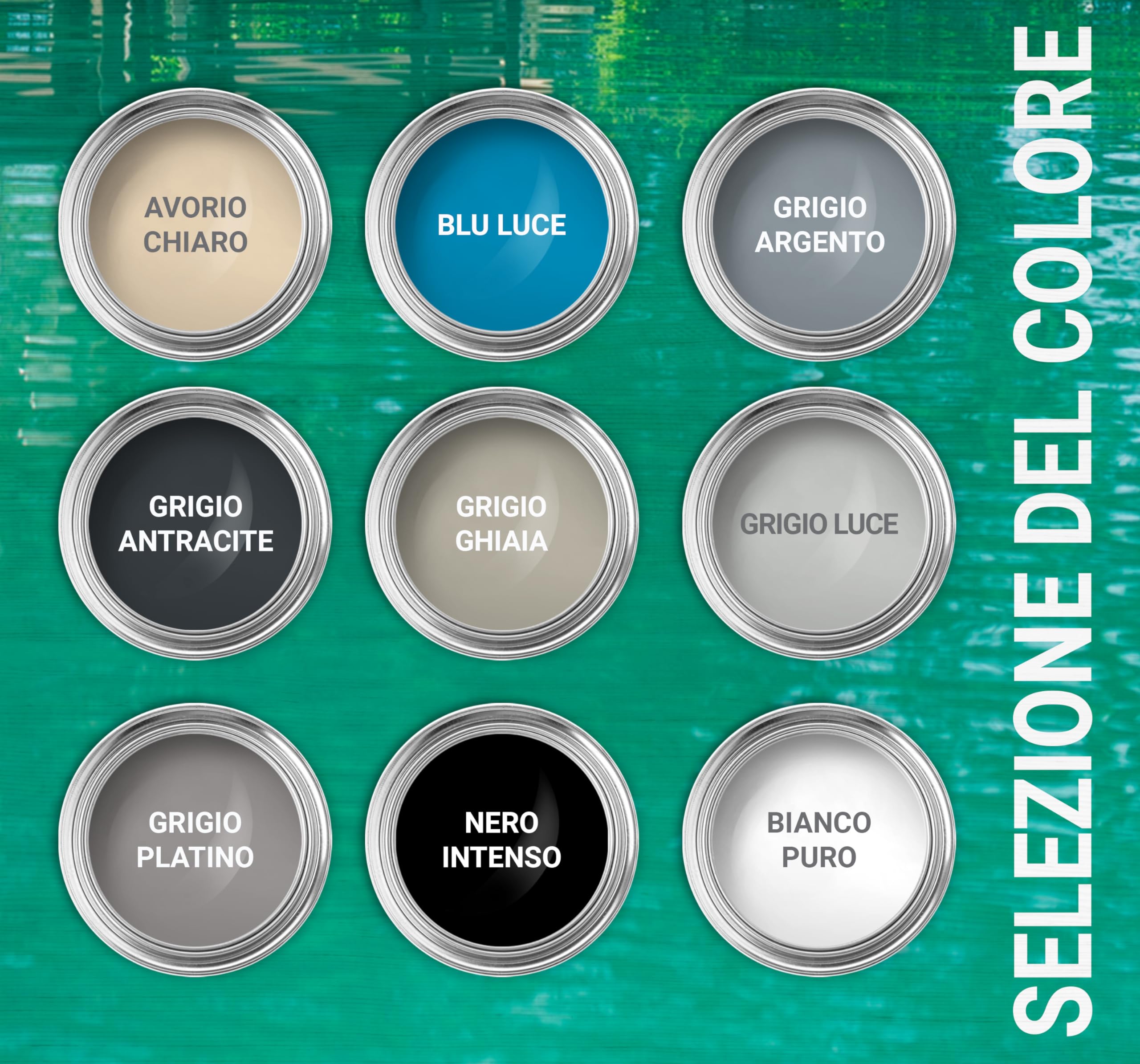 WO-WE Pittura per piscine OPACA resistenza durata vernice protettiva Blu luce RAL5012-5kg