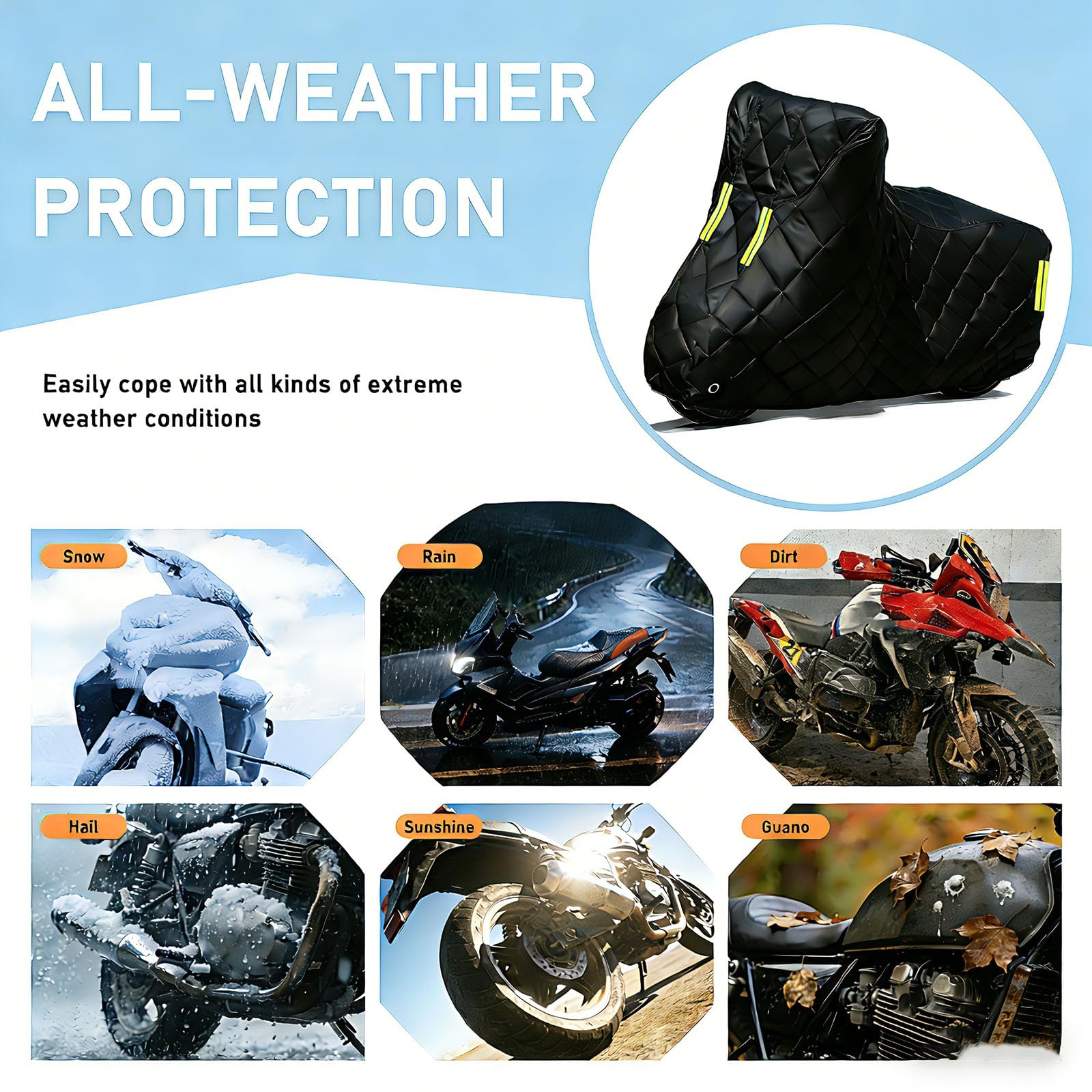 Motorradabdeckung für Kawasaki Ninja 300 ABS Winter Test Edition, Motorradplane mit Schlossloch & Aufbewahrungsbeutel，Motorradgarage Wasserdicht Wasserdicht UV-Schutz