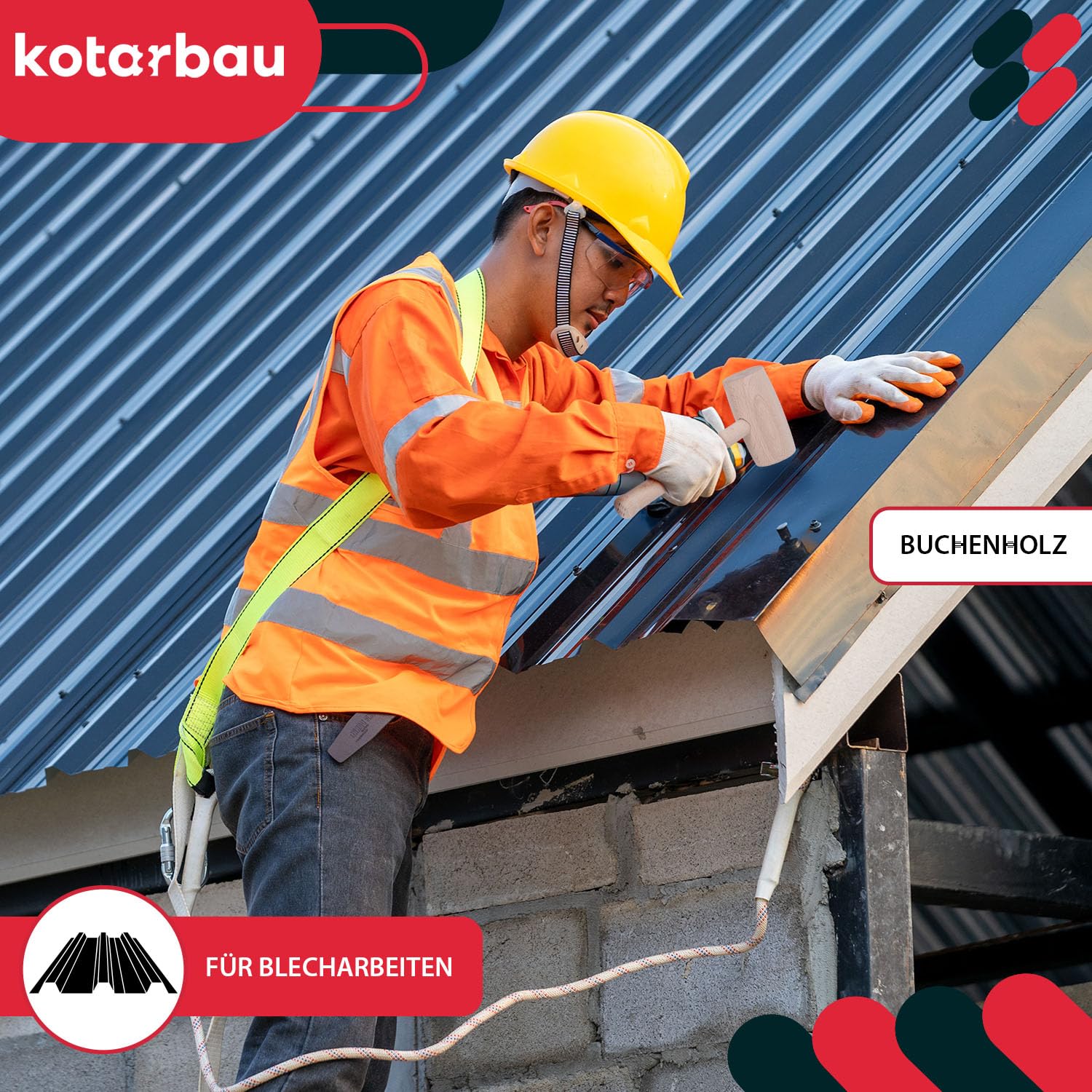 KOTARBAU® Martillo de Madera, Ø 65 mm, Mazo de Madera de Haya, Maza Redonda para Trabajos de Corte, desbaste y Tallado de Madera, Uso en carpintería