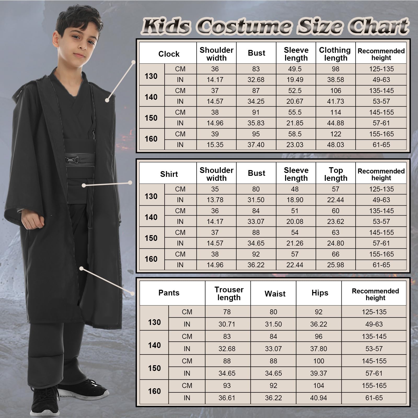 Kitimi Je-d Kostüm Kinder,Robe Kinder mit Kapuze Skywalker Kostüm Hoodies Robe Karneval Halloween Cosplay für Jungen Mädchen