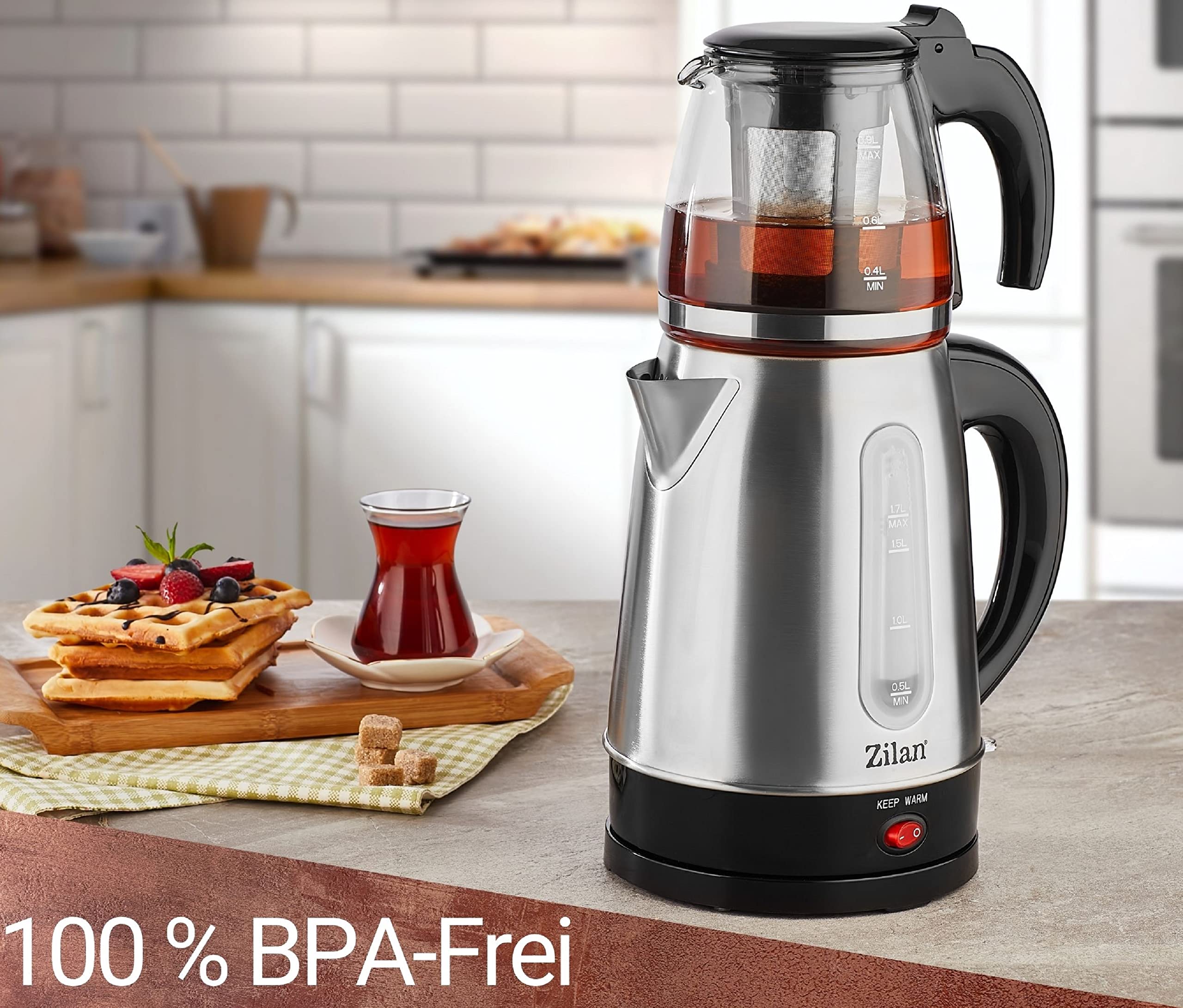 Teekocher | 2200 Watt | Überhitzungsschutz | 100% BPA-Frei | Sicherheitsglas | Kalkfilter | Teemaschine | Wasserkocher | Water Kettle | Tee | | Tea Maker | Tee Maschine aus Glas, Edelstahl