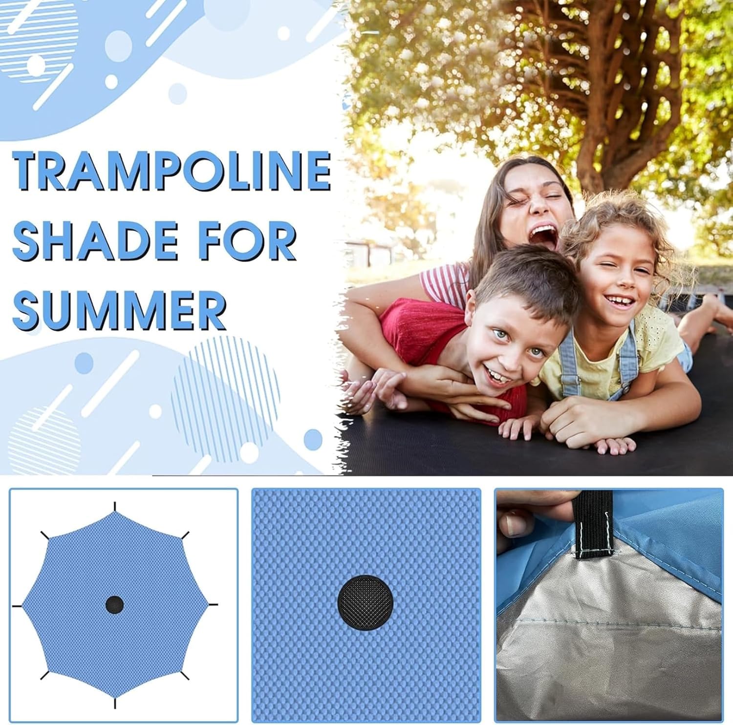 Generic Trampoline Shade Cover for 6ft 8ft 10ft 12ft 14ft 16ft Sun-Protection Trampolines Canopy, Anti-UV Trampolines Sunshade Accessories for Outdoor Playground