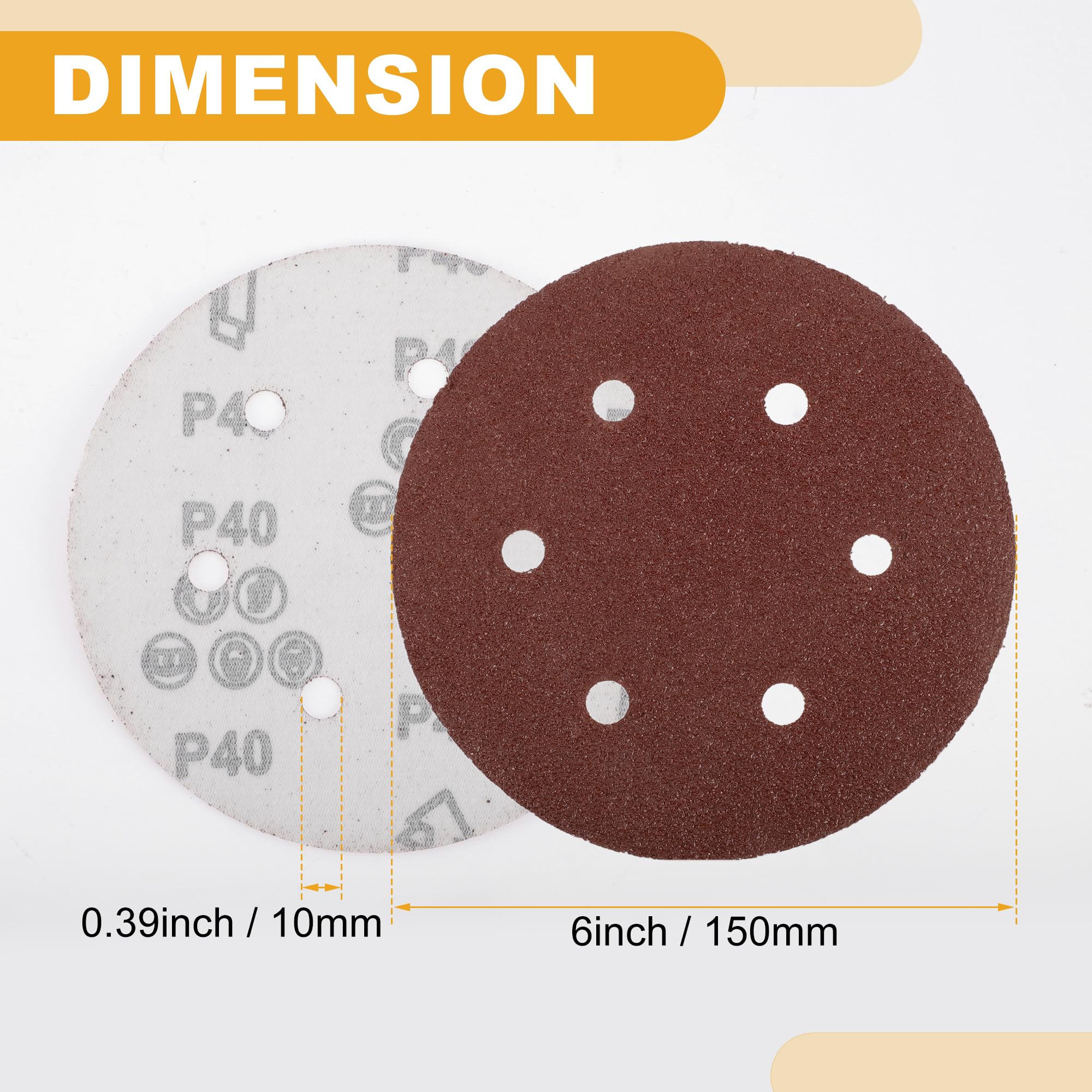 Disques De Ponçage 6 Pouces 6 Trous 100 Pcs Crochet Boucle