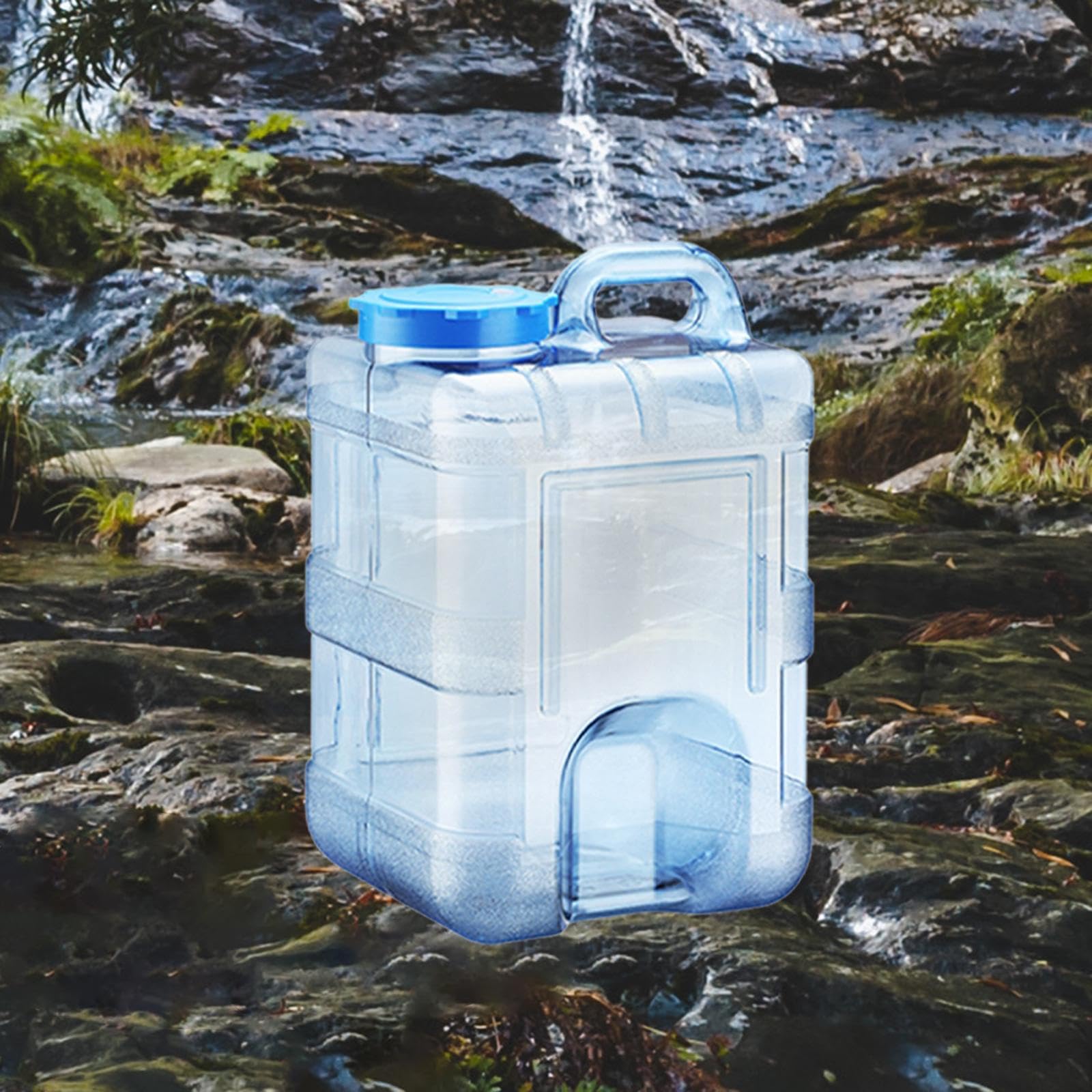 Botella Portátil para Agua Envase Contenedor Balde con Tapa PC Alimentario Fácil de Limpiar Manija Robusta Adecuado para Camping Excursiones Hogar