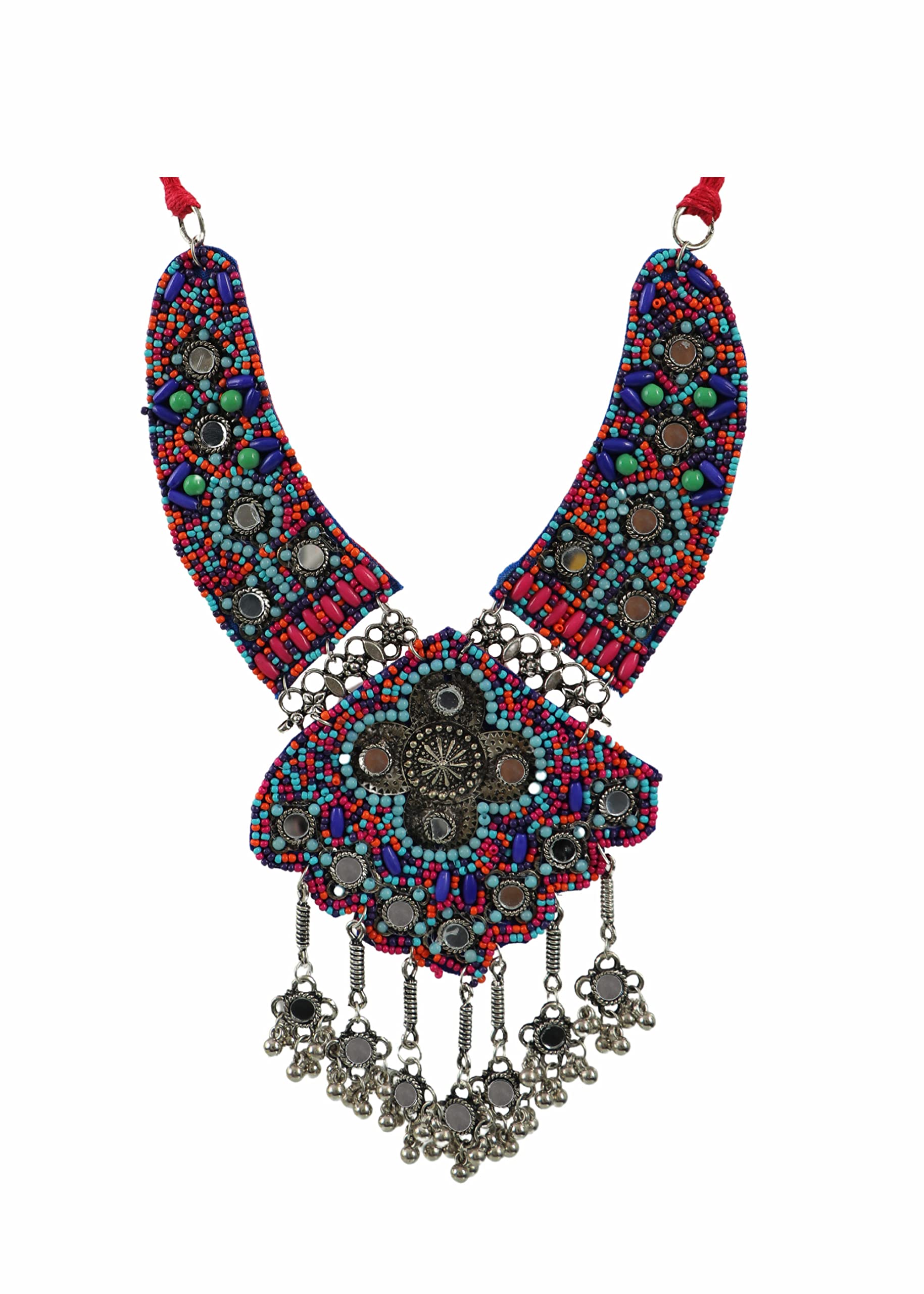 Traditional Fabric Oxidised Silver Beads Afghani Ethnic Fashion Bollyrood Choker Style Necklace Jewelry Women (multi) (B0CPSNDMS6) Amazon Price History, Amazon Price Tracker