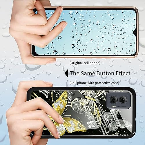 Miniatura 9 de Funda para Moto G Stylus 5G 2023 de vidrio templado, funda negra con diseño de mariposa azul para mujeres y hombres, antiarañazos, a prueba de
