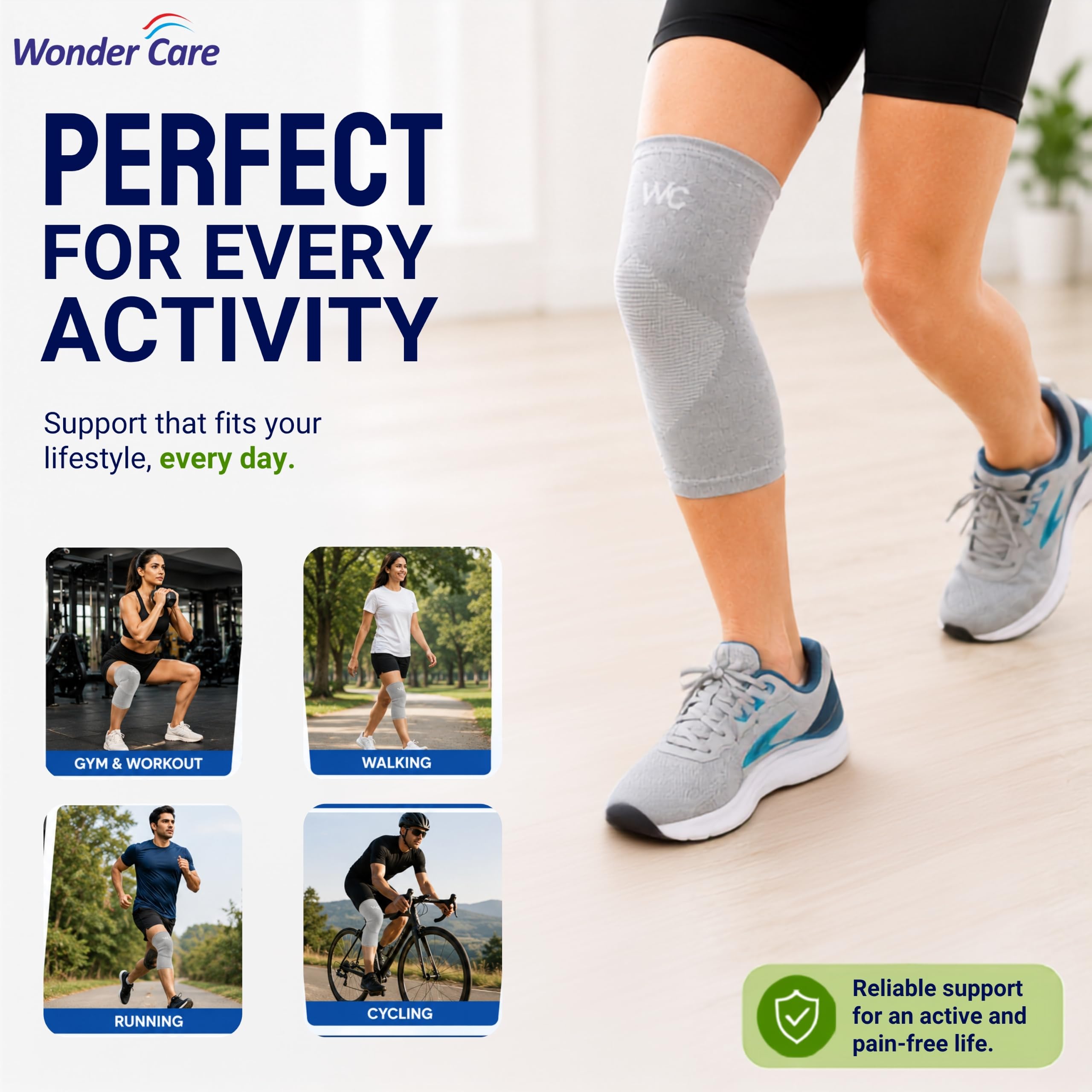 Wonder Care Kniebandage Bambus – Knieorthese für Damen & Herren – Kniebandage bei Arthrose, Meniskus & Sport – Kompressionsbandage Knie mit Stabilisierung – Knee Support für Fitness(6XL)