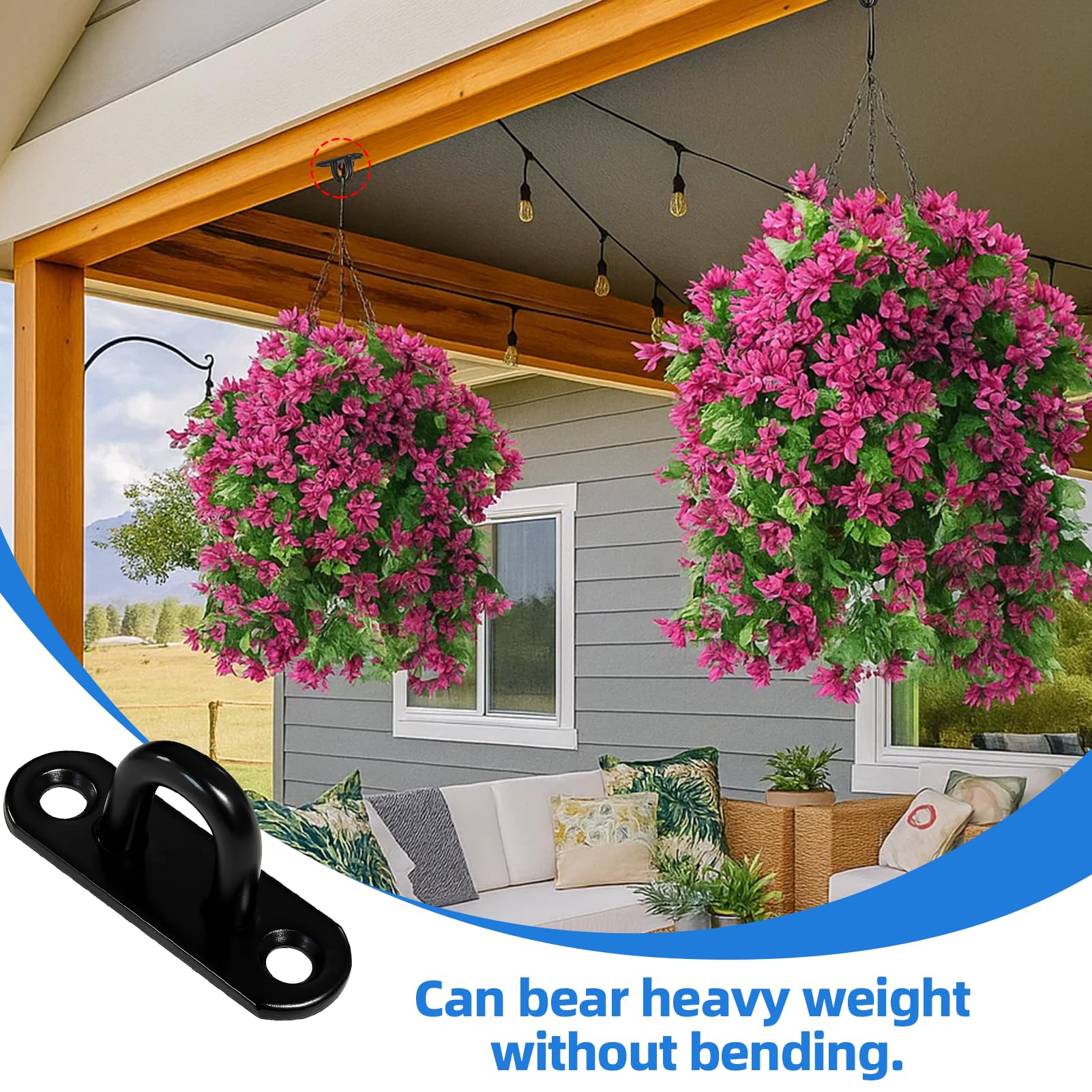 Menibeuty Edelstahl Ösenplatten 8-teilig - Schwerlast Deckenhaken Für Aufhängungen Innen & Außen