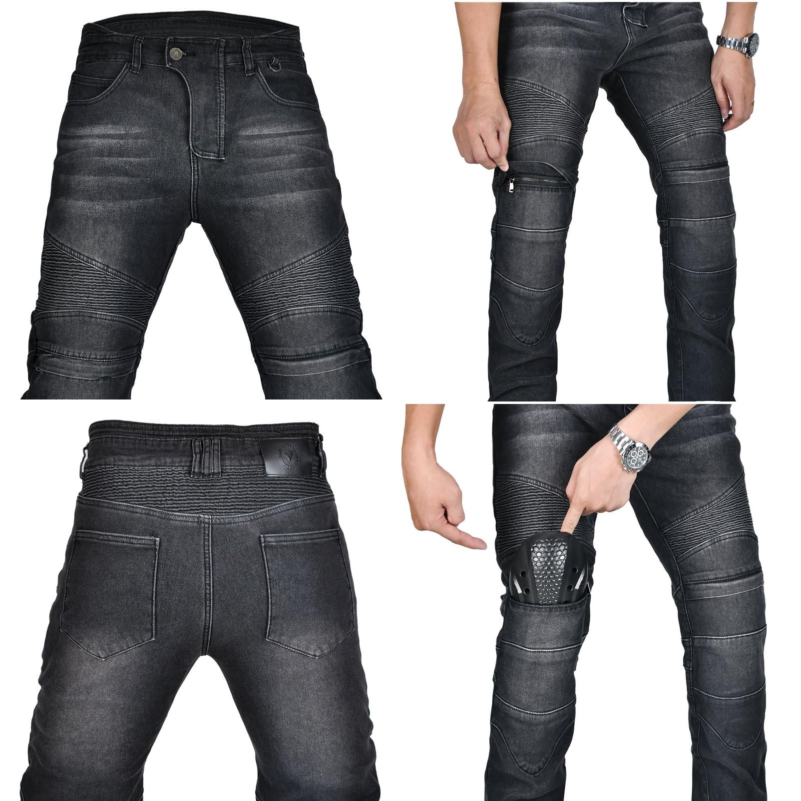 WESBR Jeans da Moto in Pile Pantaloni da Moto Impermeabili/Caldi Perfetto for l'Abbigliamento da Equitazione Autunnale E Invernale 6 Opzioni di Armatura CE