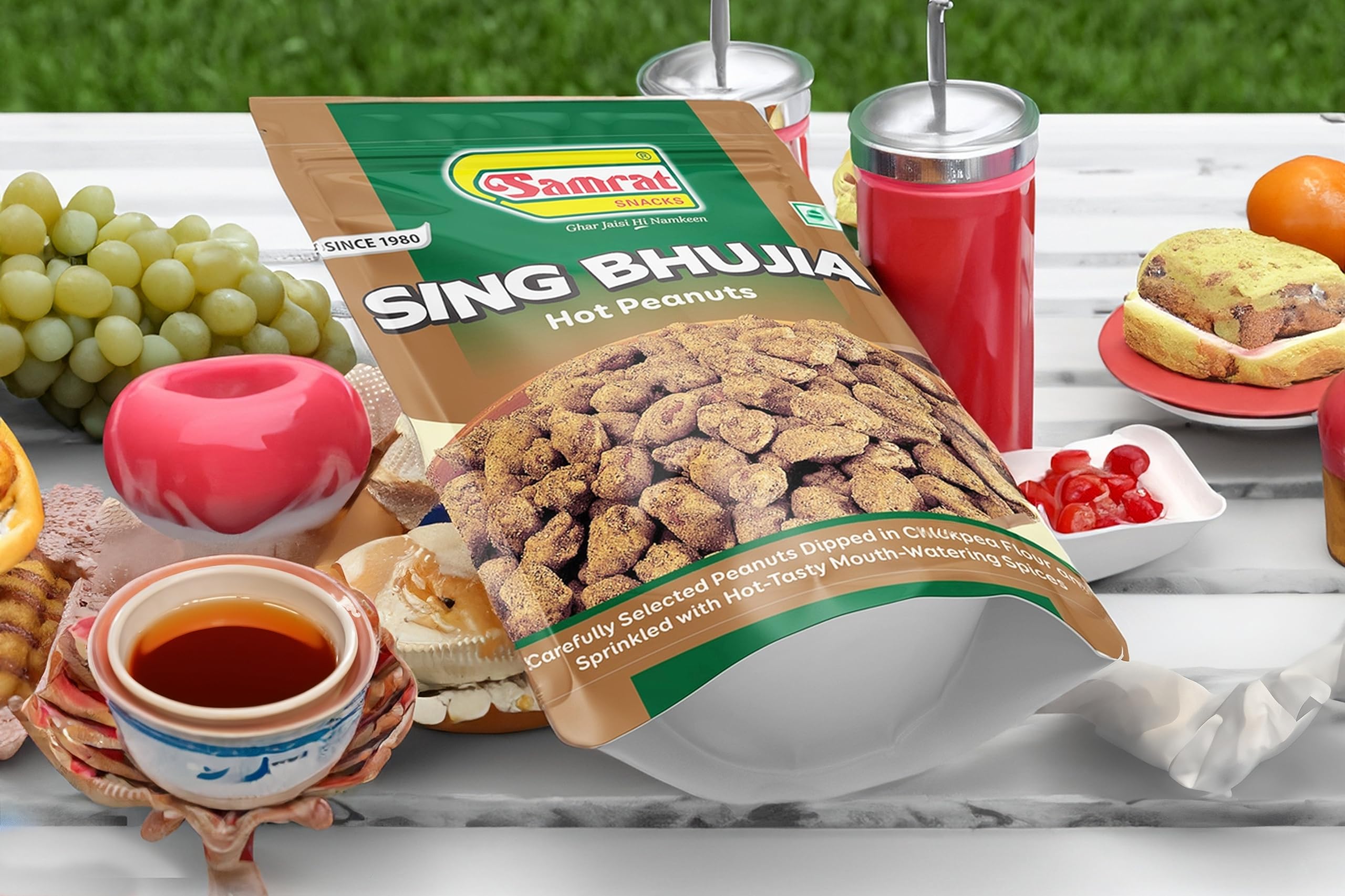 SAMRAT| SING BHUJIA Hot Peanuts Tangy & Crispy Taste Namkeen |Masala Peanuts| Ghar Jaisi Hi Namkeen| Tasty Snacks |Every Day Fresh Indian Snacks |Traditional Indian Snacks| (PACK OF 2 (2X400G)) (B0BFR7CTSY) Amazon Price History, Amazon Price Tracker