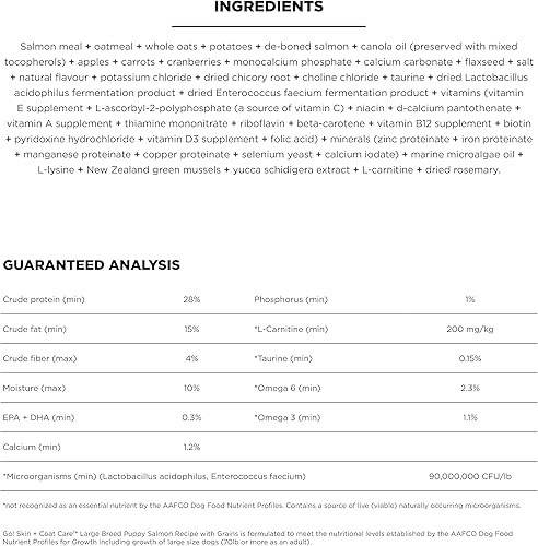 Miniatura 10 de GO! SOLUTIONS Skin + Coat Care - Alimento seco para perros, 25 libras - Receta de salmón con granos - Receta de raza grande para cachorros -