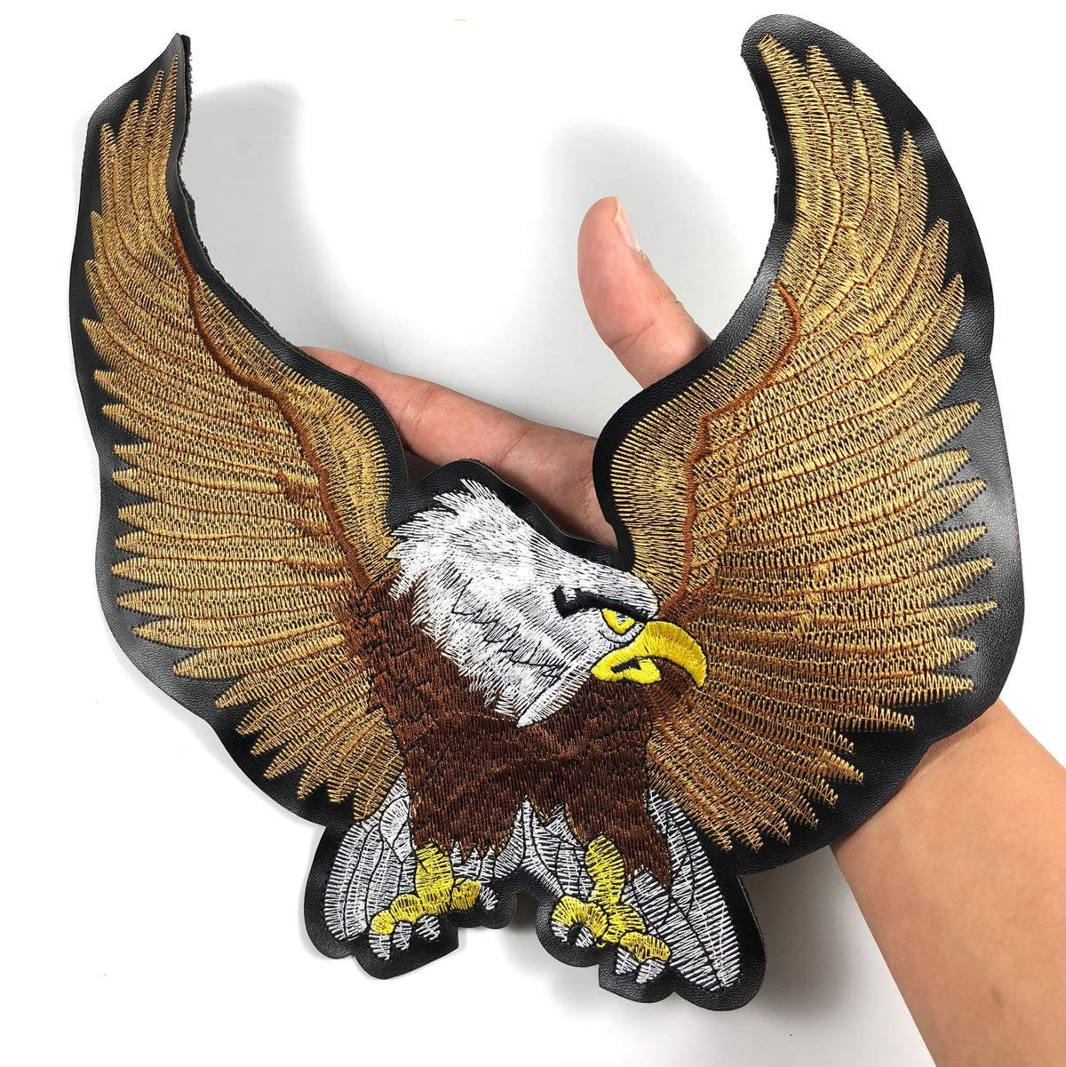 KENID 26cm Large Size Leather Embroidered Biker Patches For Jeans Men Jacket Clothing Eagle Animal Punk Style Patch Stickers On Motorcycle Parches