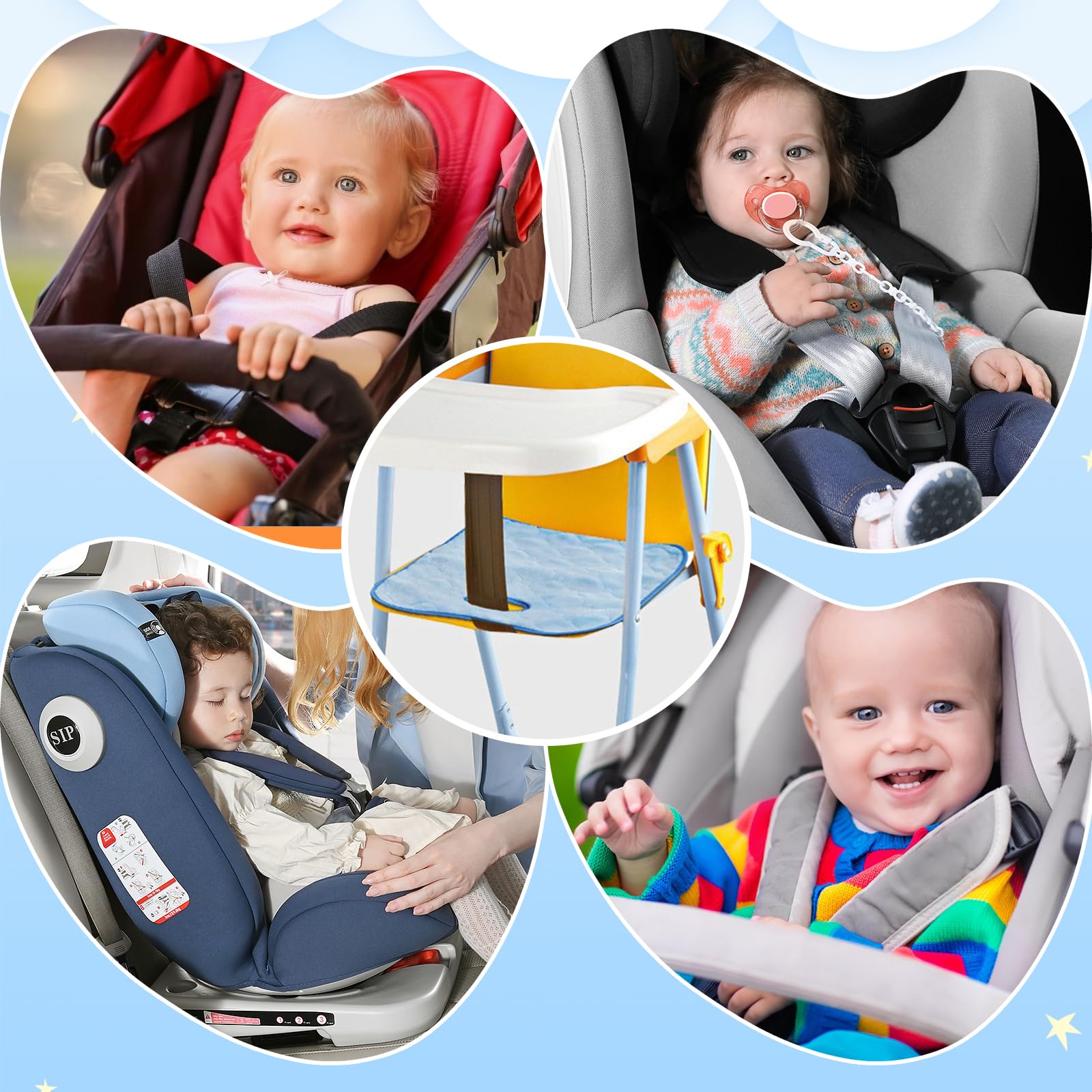 4 Pezzi Protezione Sedile Auto Bambini Cuscino per Seggiolino auto Protezione per Seggiolino Auto per Bambini per Addestramento Vasino Casa Viaggi Caldo Passeggino 32×30CM