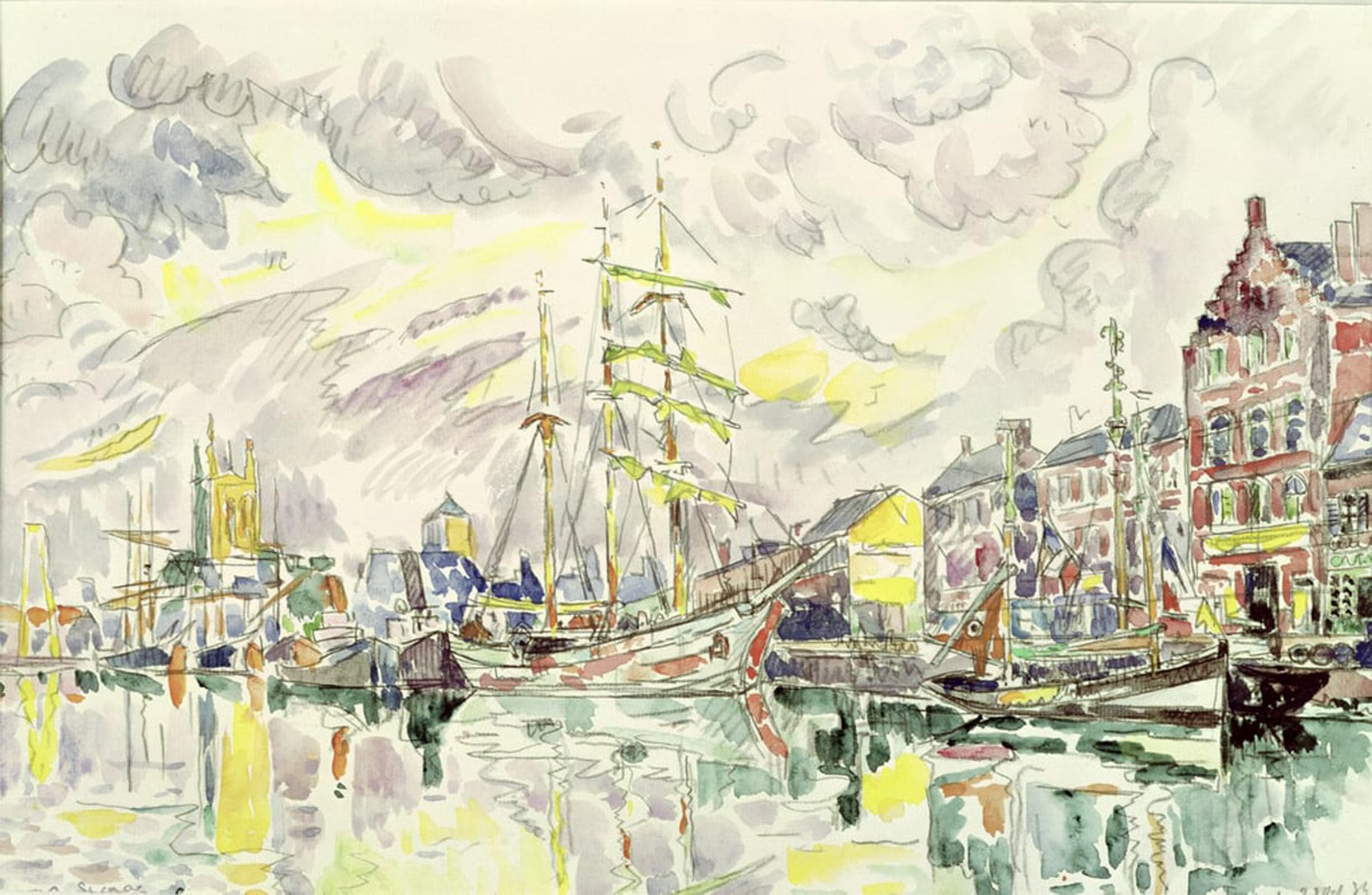 ARTXLXXBN Famous Print Painting Colorful Art Print Fecamp by Paul Signac Canvas Art Decorations for Home Decor 60x90cm