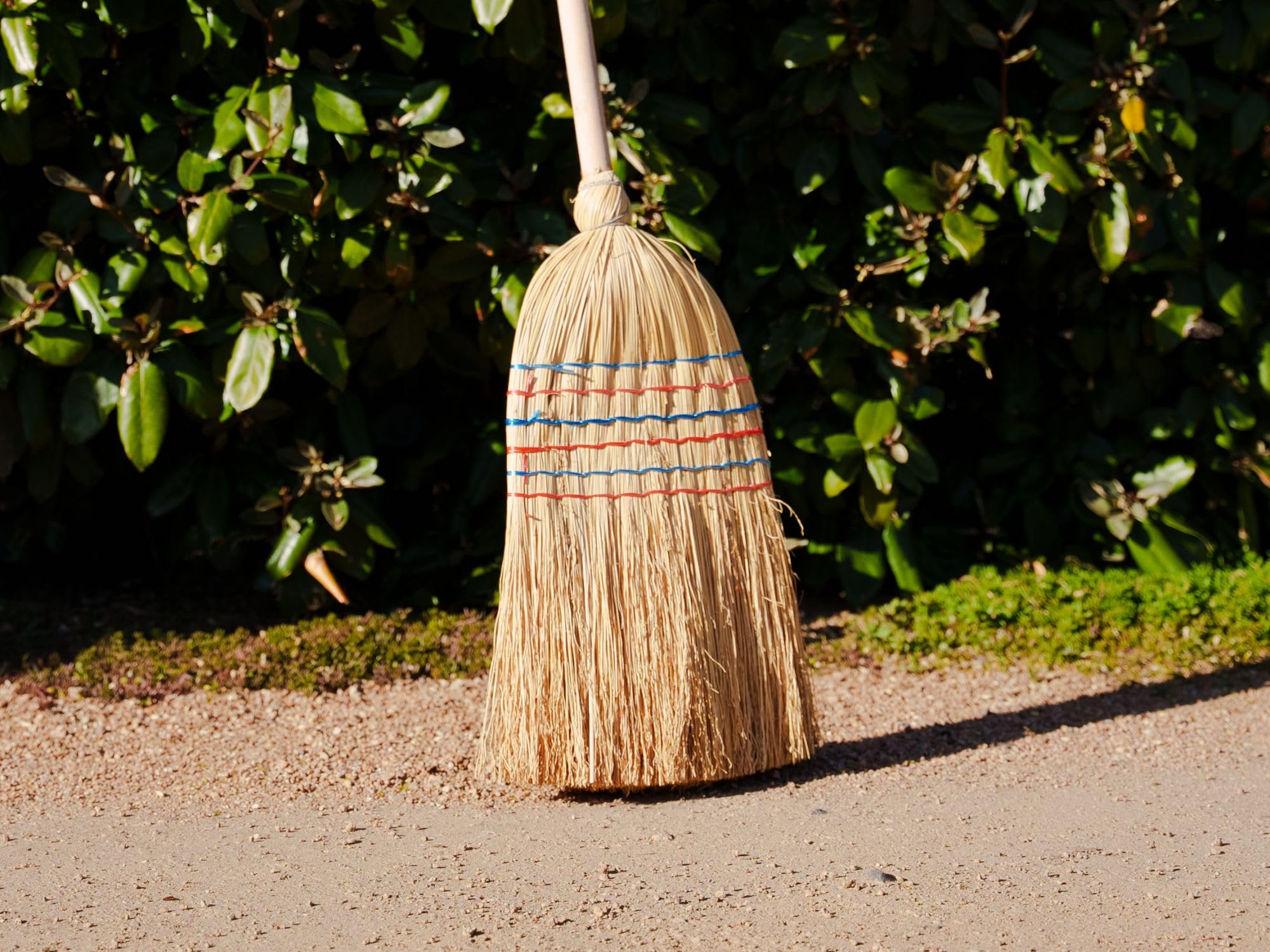 Balai Paille de Riz Traditionnel | 5 Fils manché Largeur 35 cm | Manche Bois 150 cm | Balai pour ménage extérieur, Cave ou Garage | Kibros 2840b
