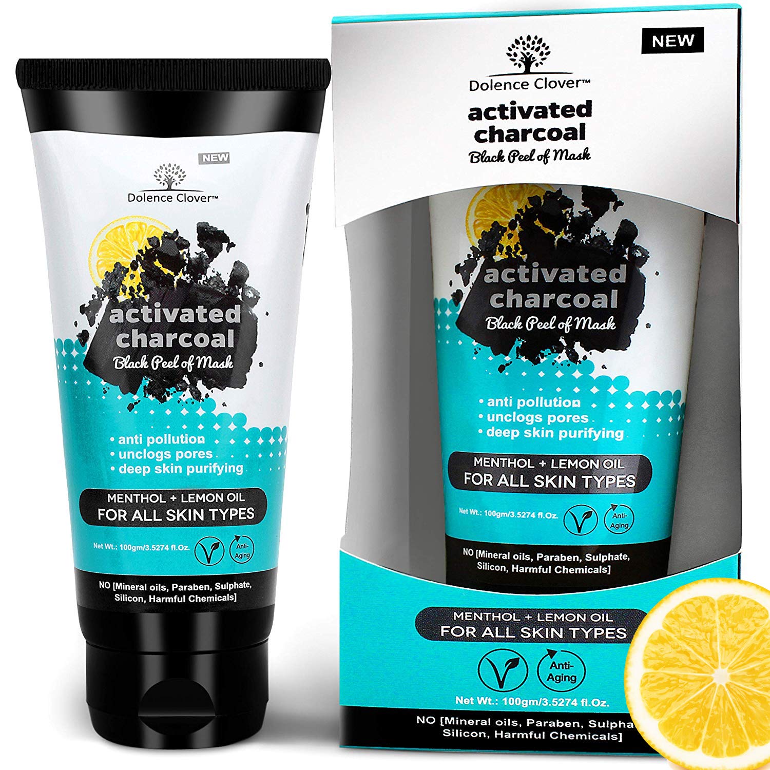 Dolence Clover Activated Charcoal Peel-Off Mask Natural-No Paraben, Deep Pore Cleanse for Acne, Oil Control, and Anti-Aging Wrinkle Reduction (100gm)