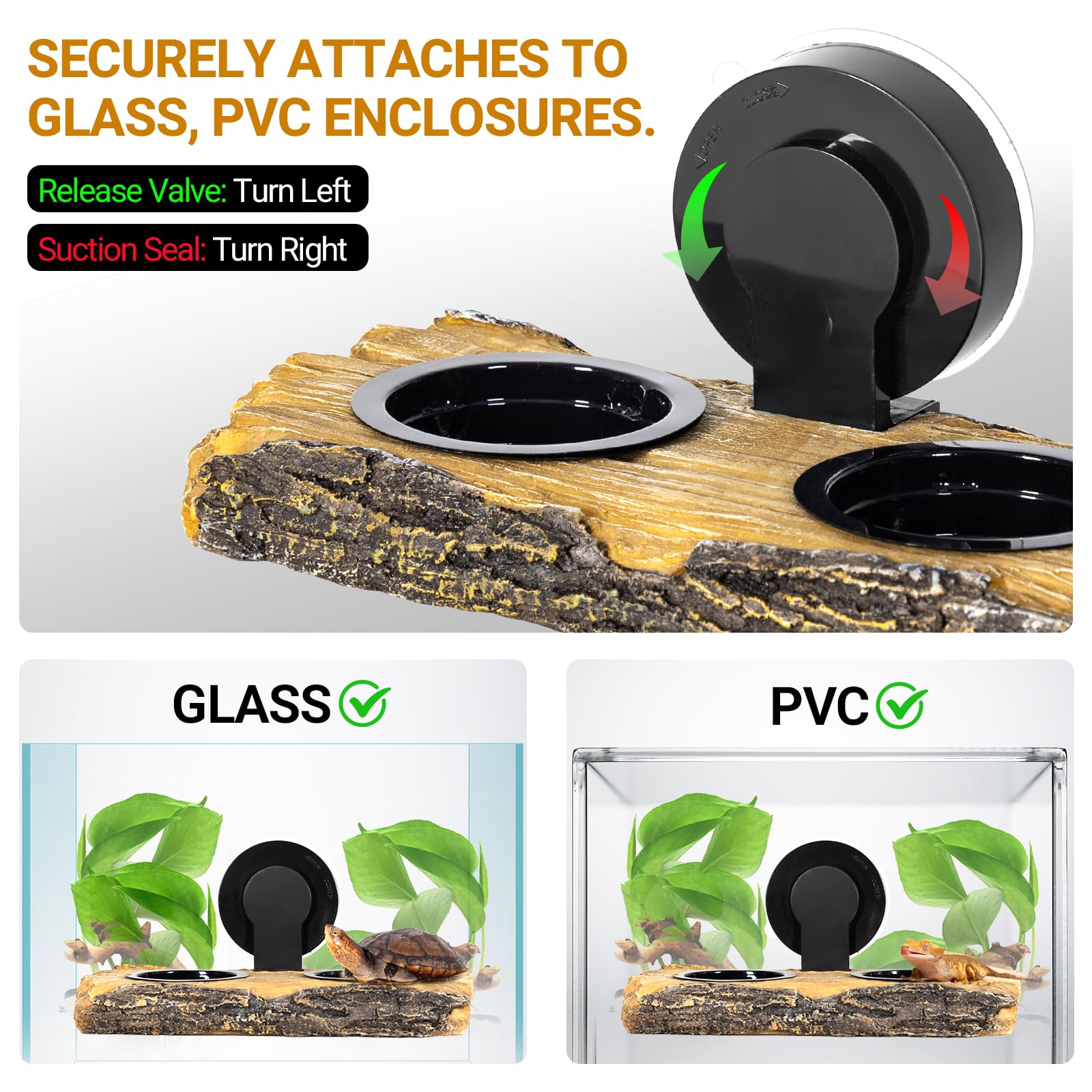 2 in 1 Reptile Feeding Ledge & Turtle Basking Platform Resin Suction Cup Feeder with 4PCS Cups Terrarium Water Bowl Food Dish - Tank Accessories for Crested Gecko Lizards & Aquatic Turtles product thumbnail 6
